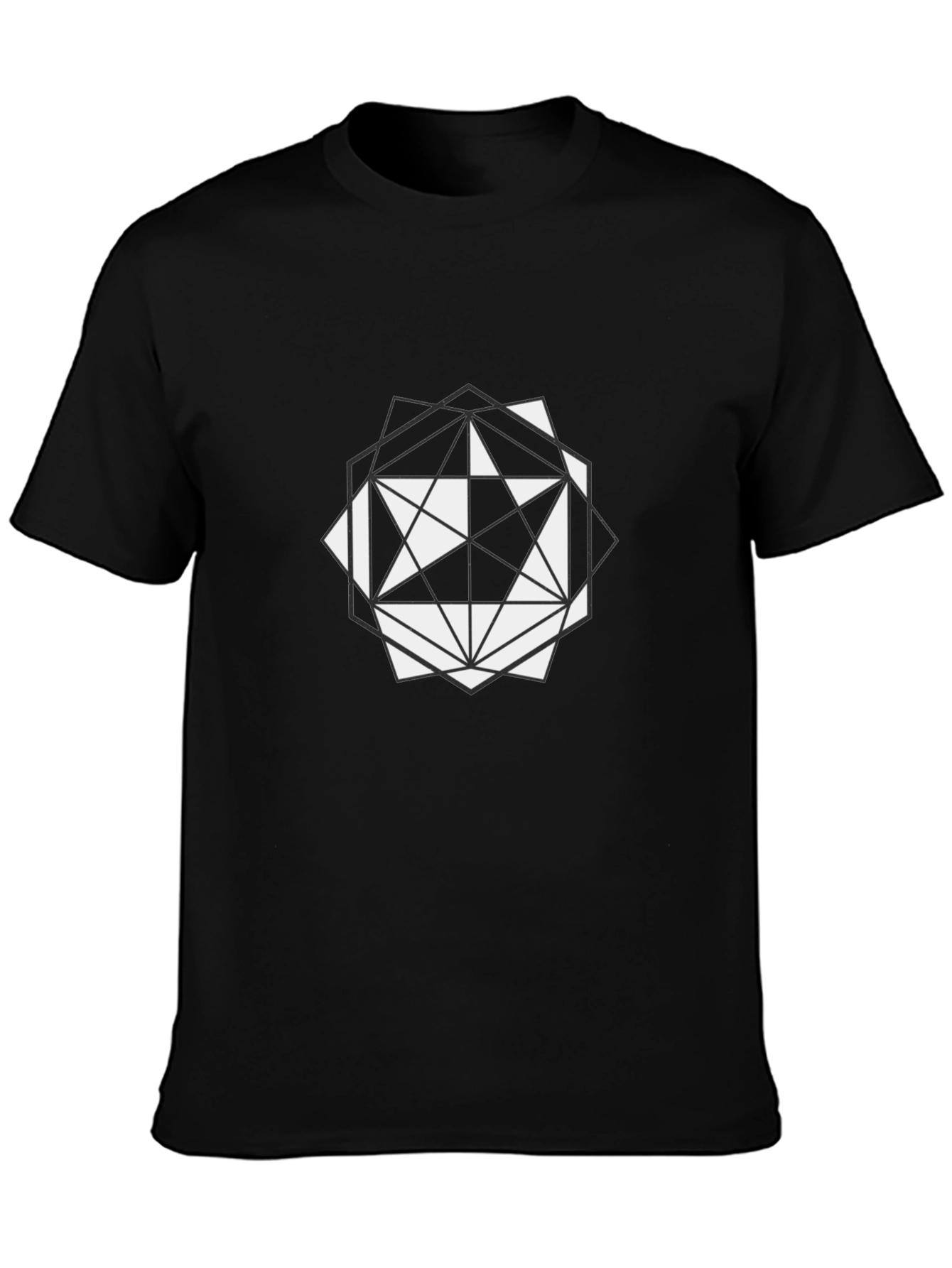 Black Geometric Starburst Graphic Tee - Modern Black T-Shirt view 3