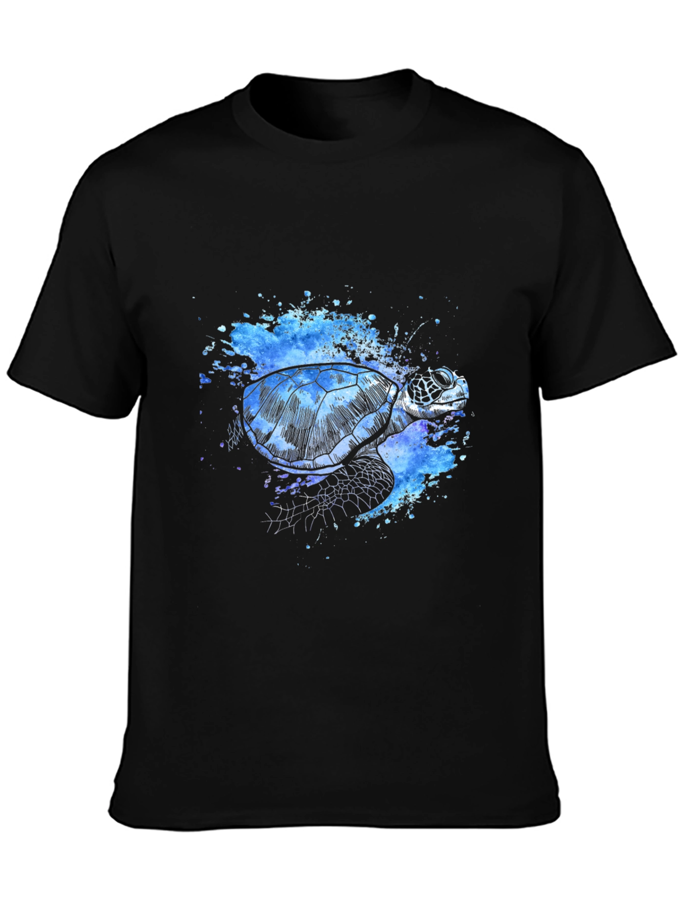 Black Turtle Splash T-Shirt - Unique Artistic Design view 3