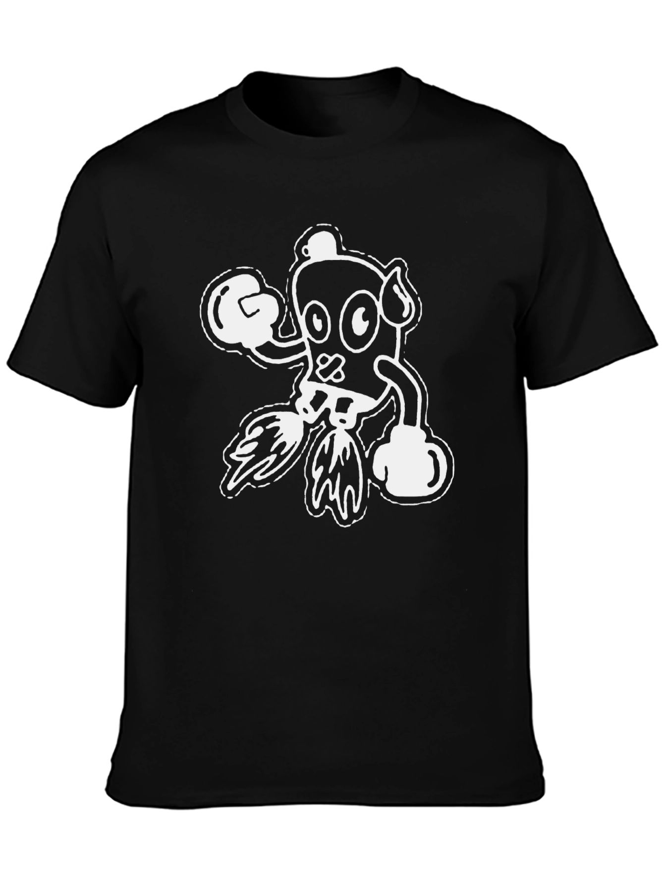 Black Cartoon Boxer Graphic T-Shirt view 3