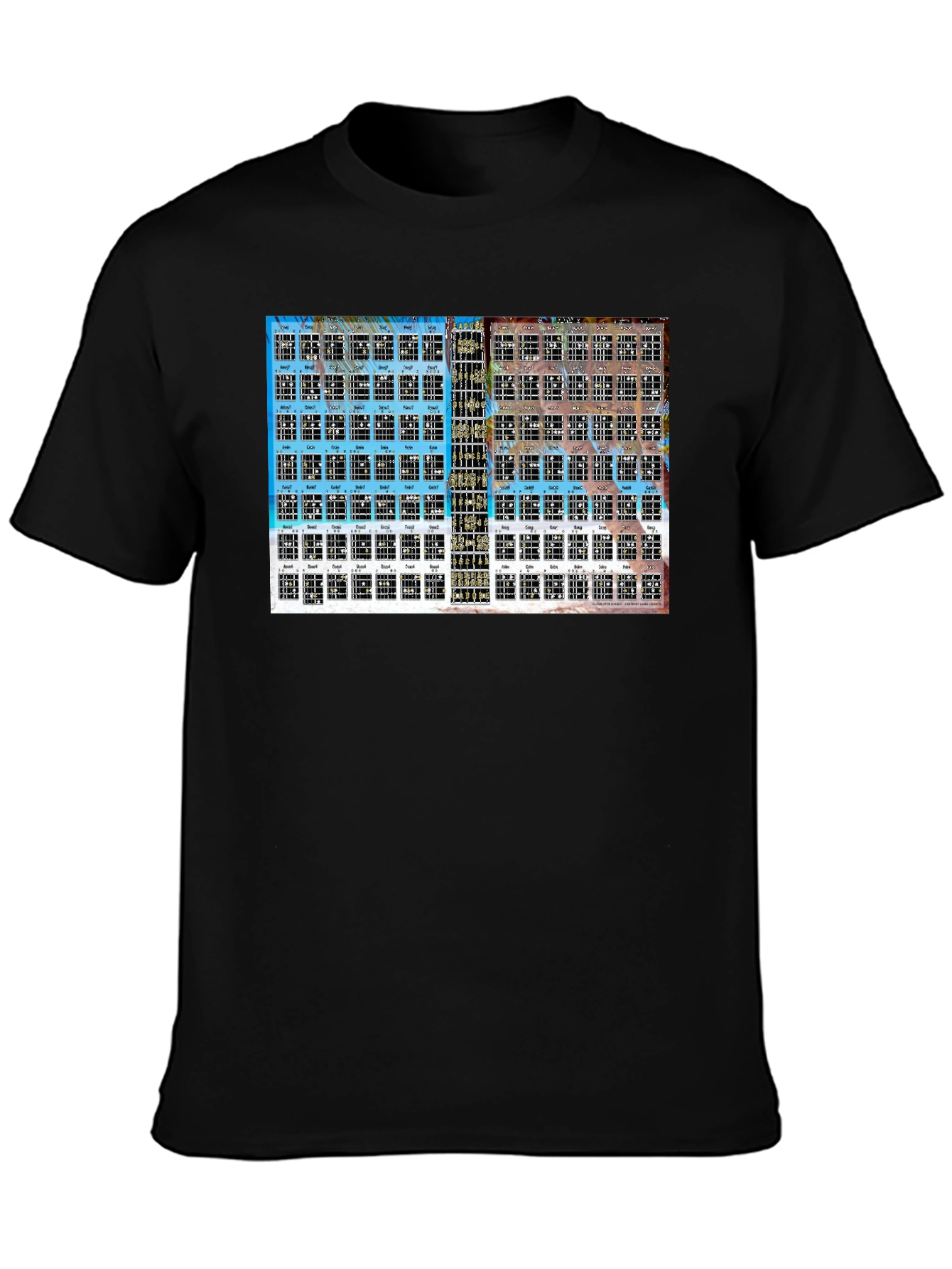 Black Guitar Chord Chart T-Shirt - Black view 3