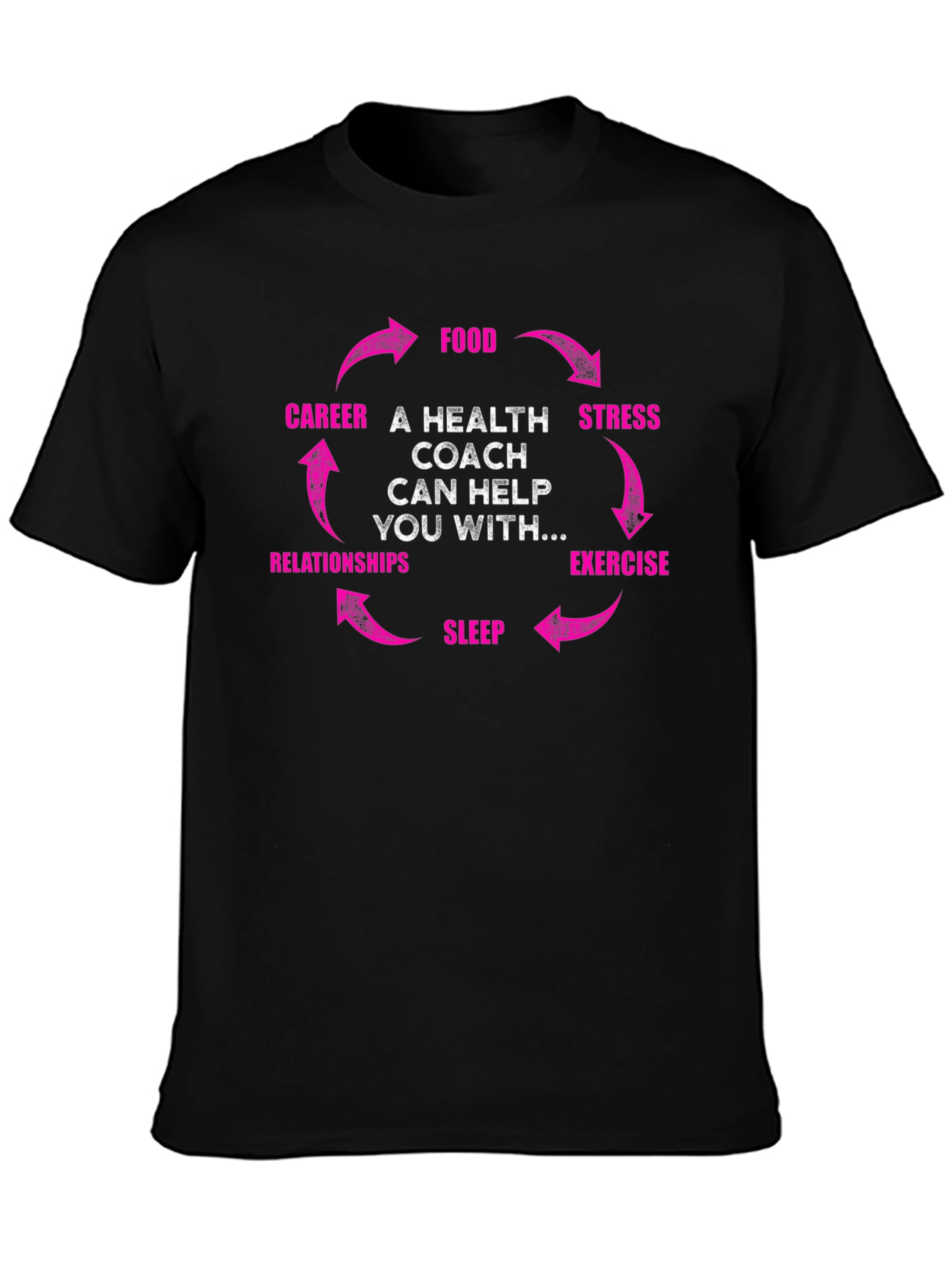 Black Health Coach Cycle T-Shirt - Wellness Gift view 3