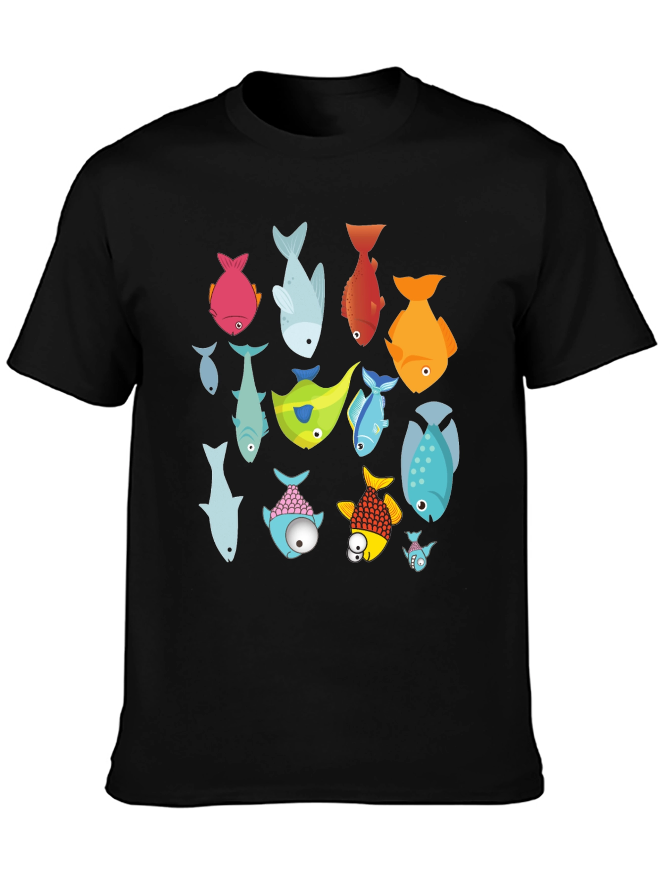 Black Funky Fish Graphic Tee - Black Cotton T-Shirt view 3