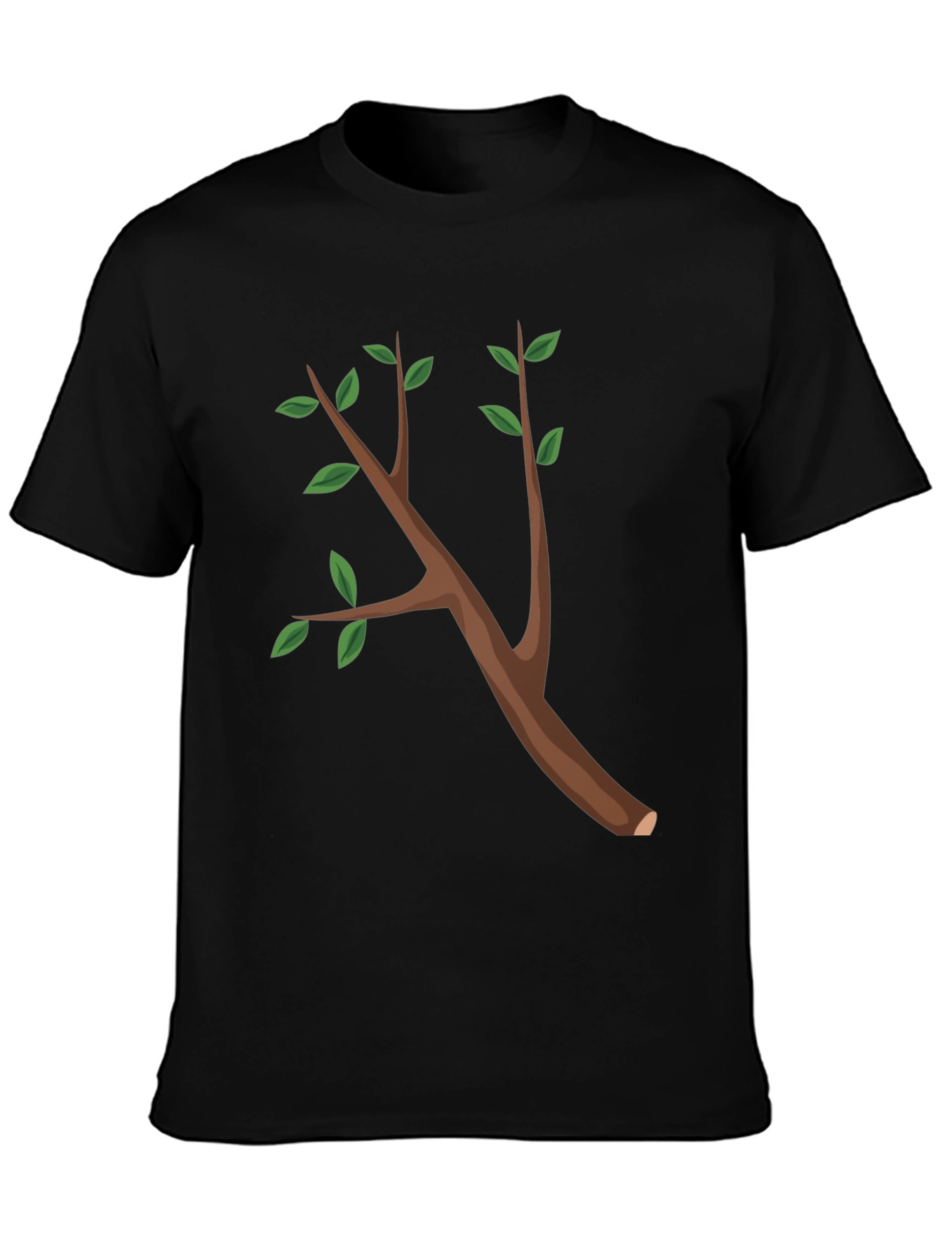 Black Nature Branch Graphic Tee - Black Cotton T-Shirt view 3
