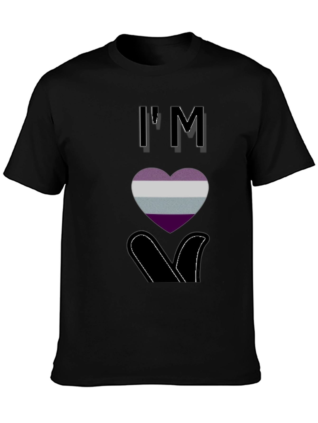 Black Asexual Pride T-Shirt - I'm Ace Heart Design view 3