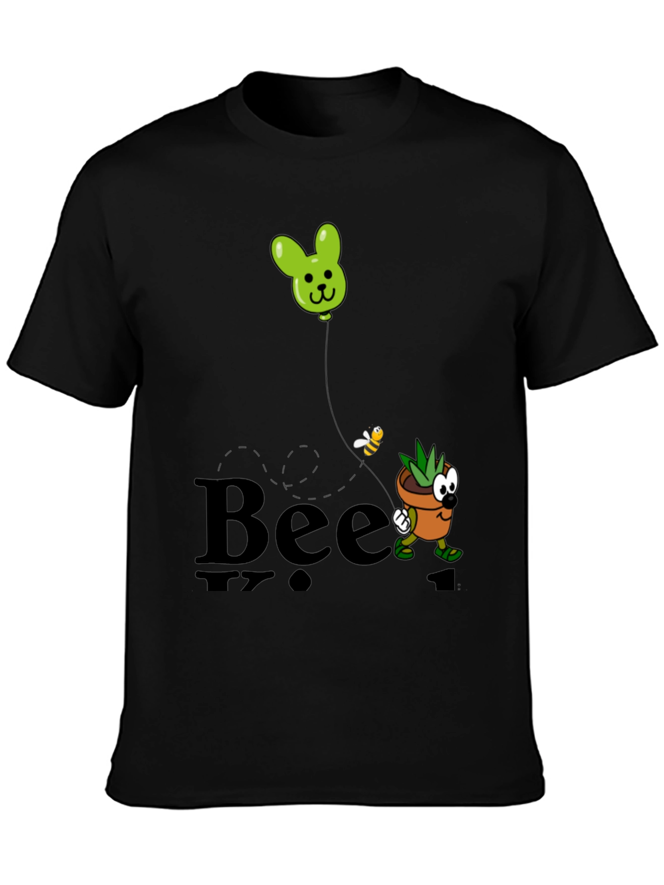 Black Bee Kind Funny Plant T-Shirt view 3