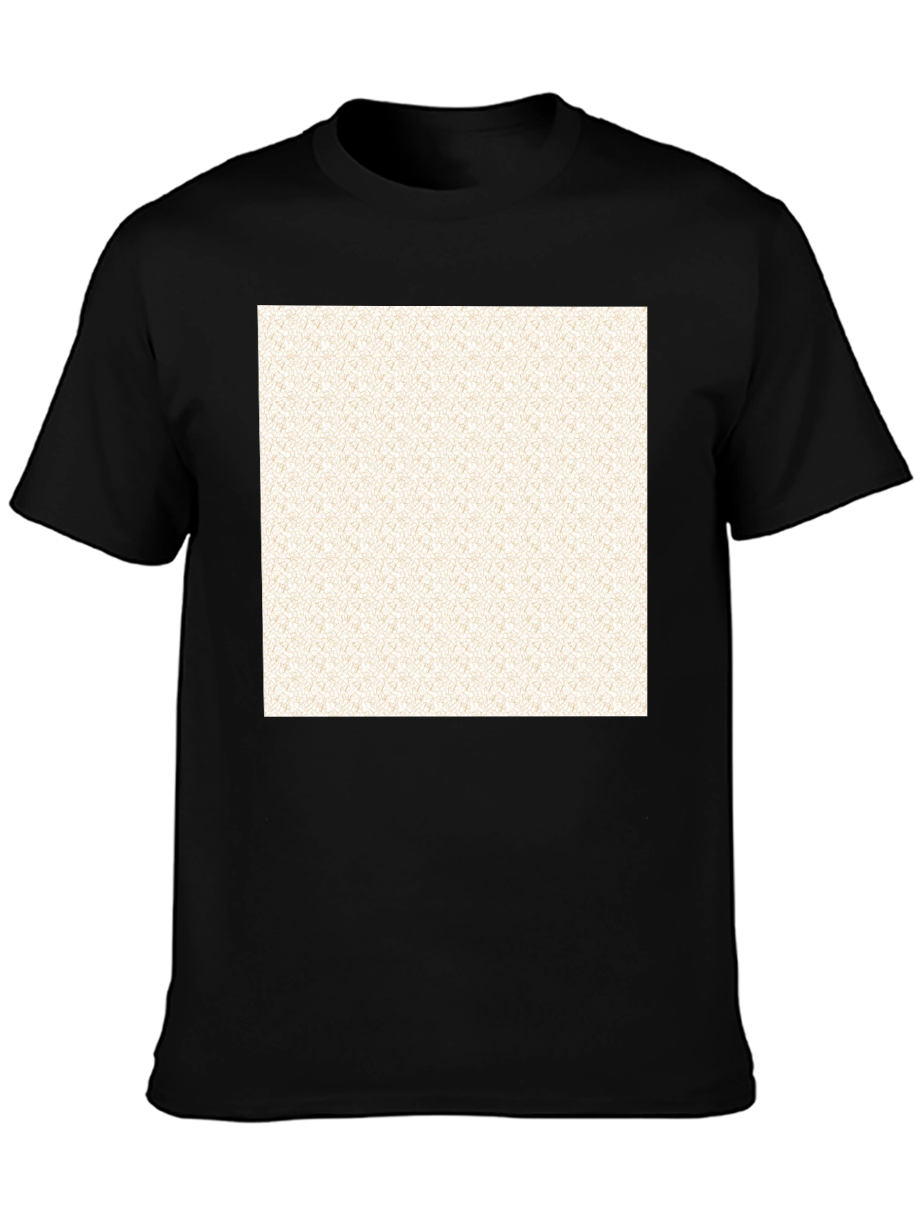 Black Men's Black Crew Neck T-Shirt with Pattern view 3