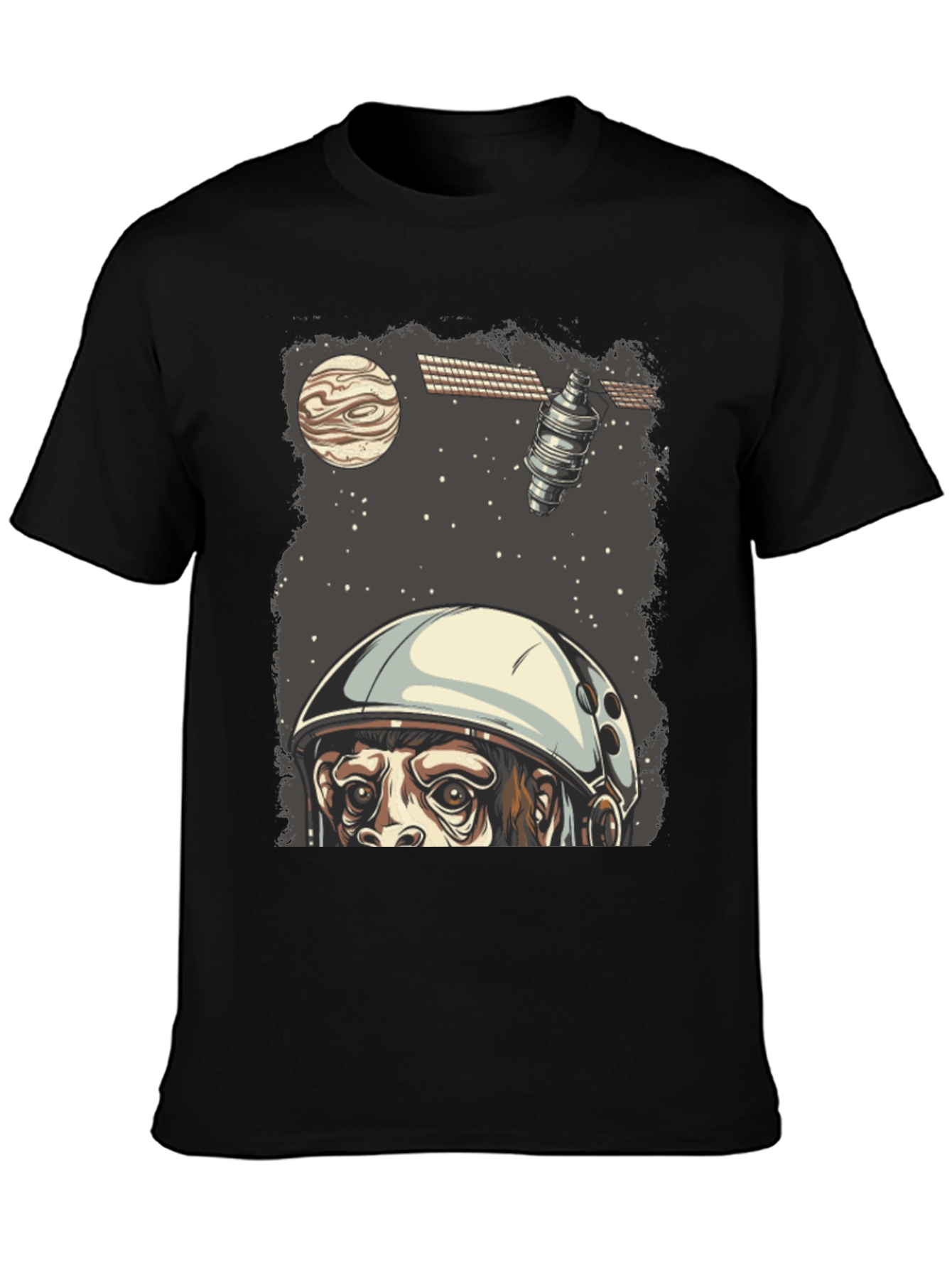 Black Astro Monkey T-Shirt - Space Adventure view 3