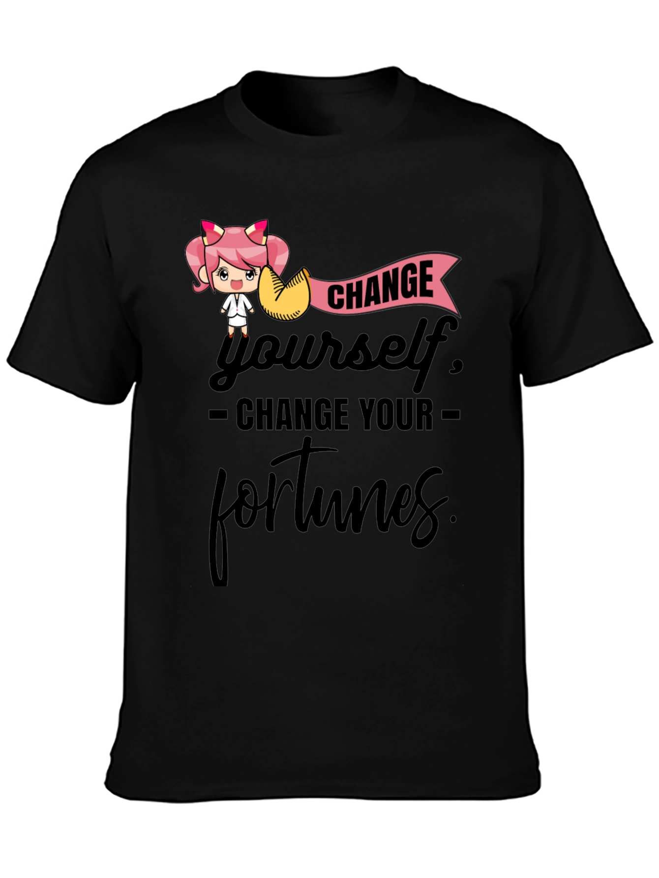 Black Change Yourself T-Shirt - Unisex Black Tee view 3