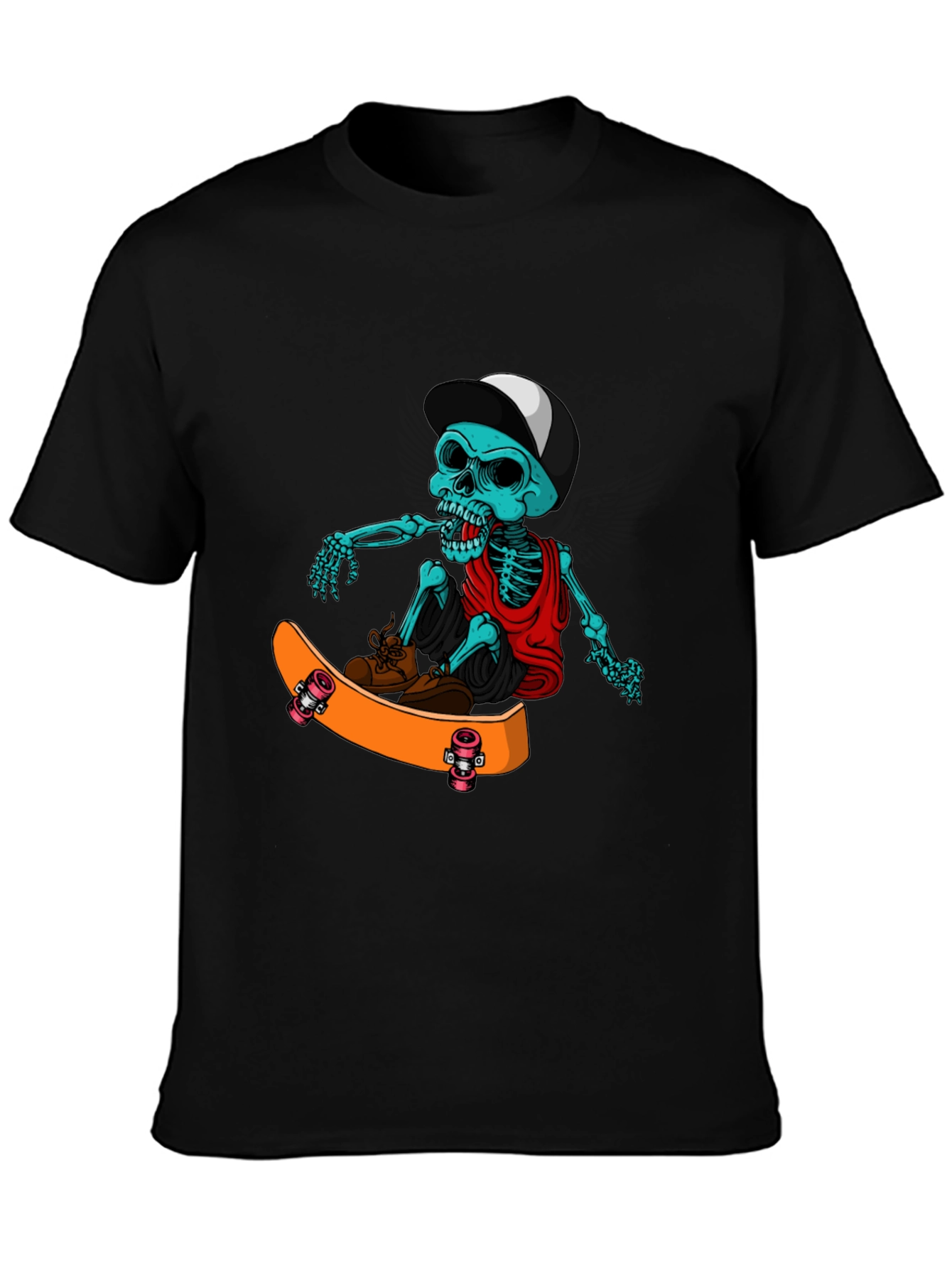 Black Skateboarding Skeleton T-Shirt view 3