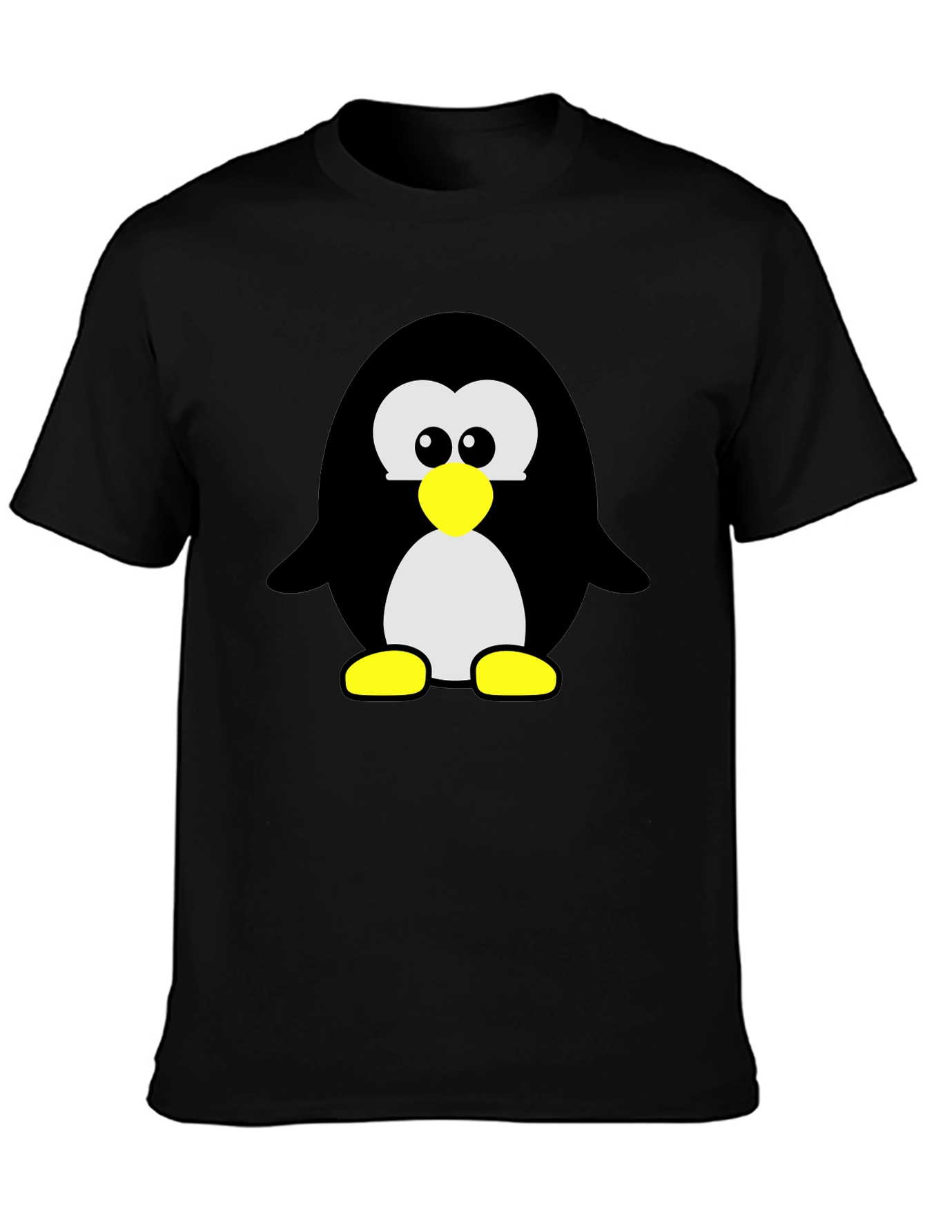 Black Cartoon Penguin Graphic Print T-Shirt - Black view 3