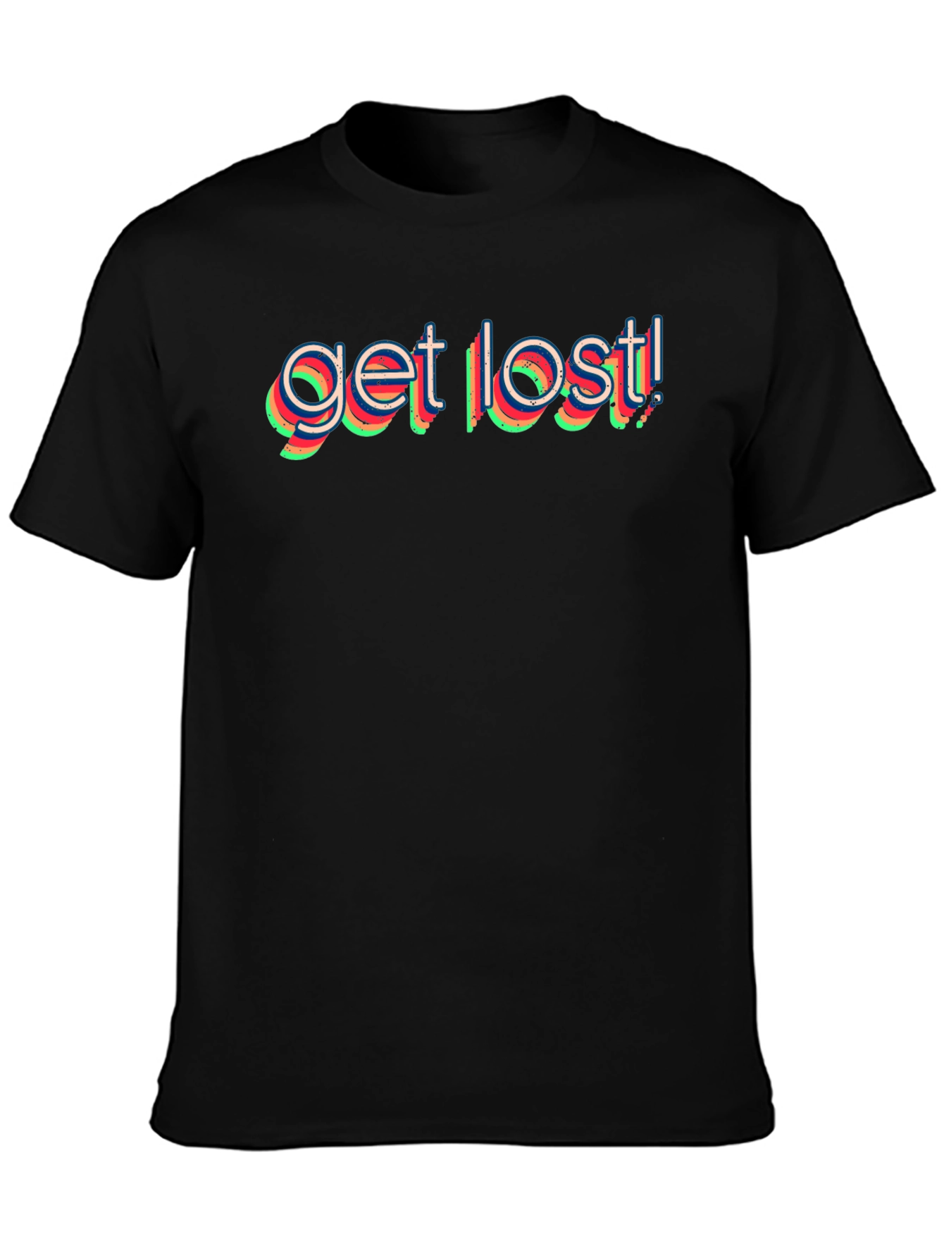 Black Get Lost Graphic Tee - Black Cotton T-Shirt view 3