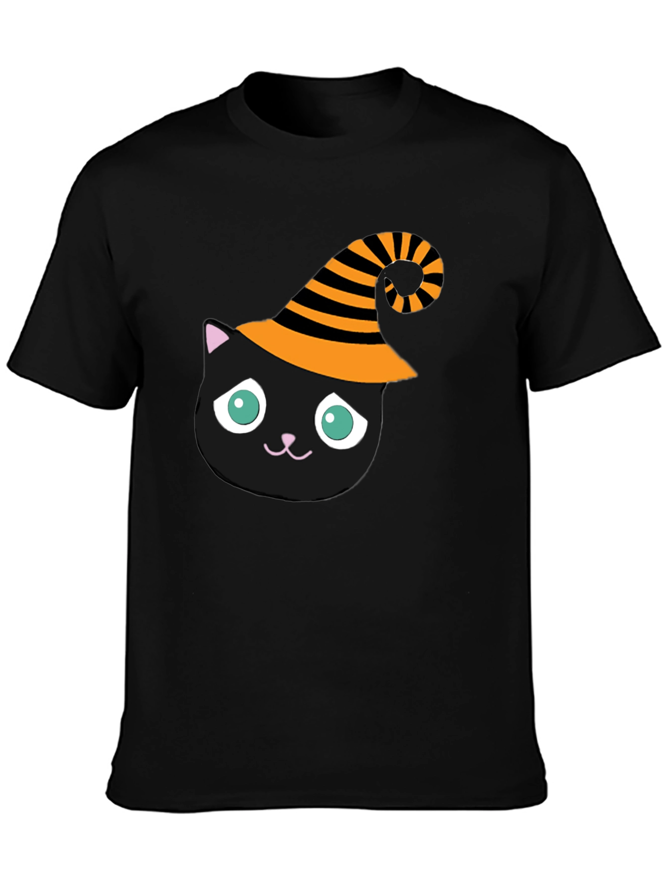 Black Halloween Cat T-Shirt - Witch Hat Black Cat Tee view 3