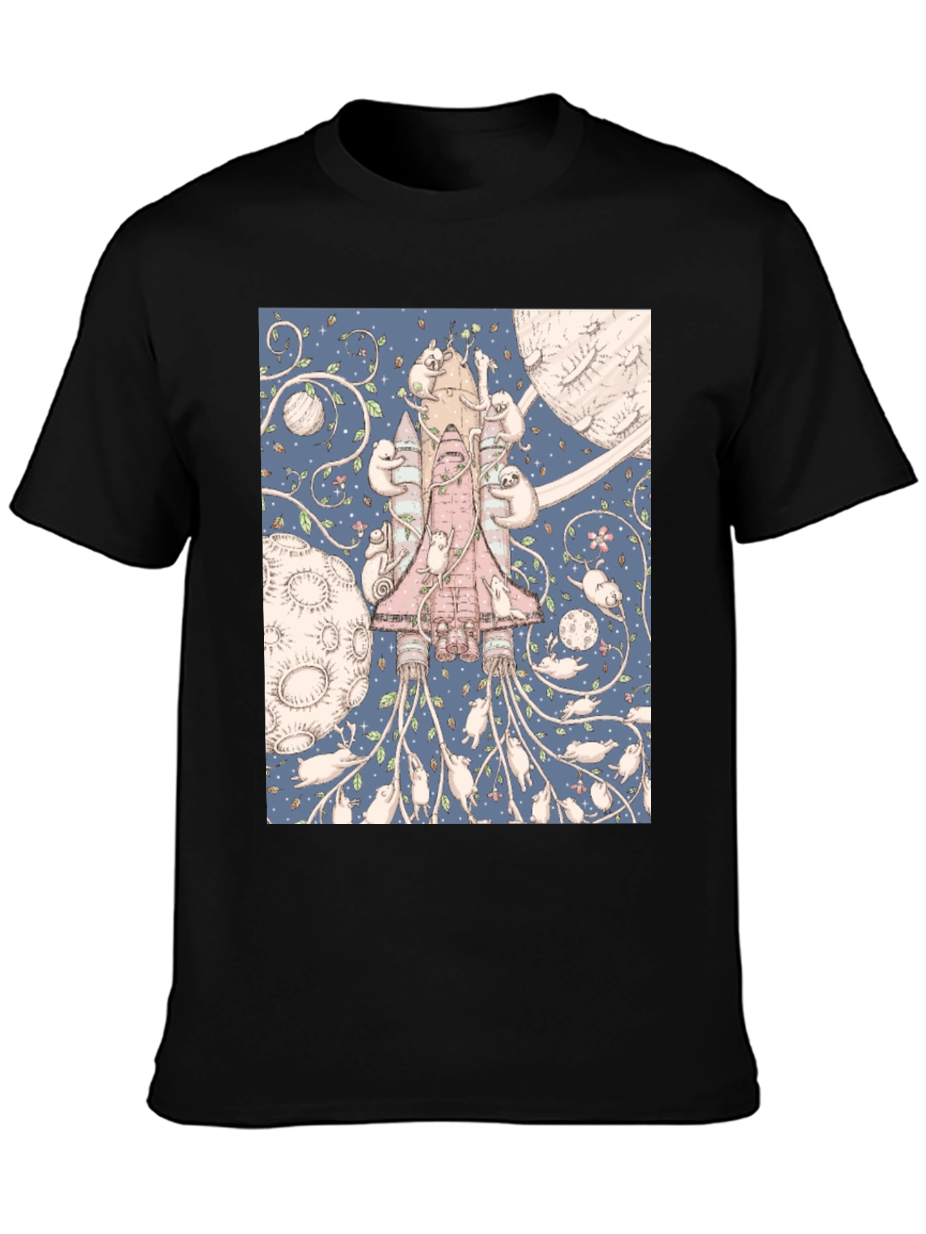 Black Space Sloth T-Shirt - Unique Graphic Tee view 3