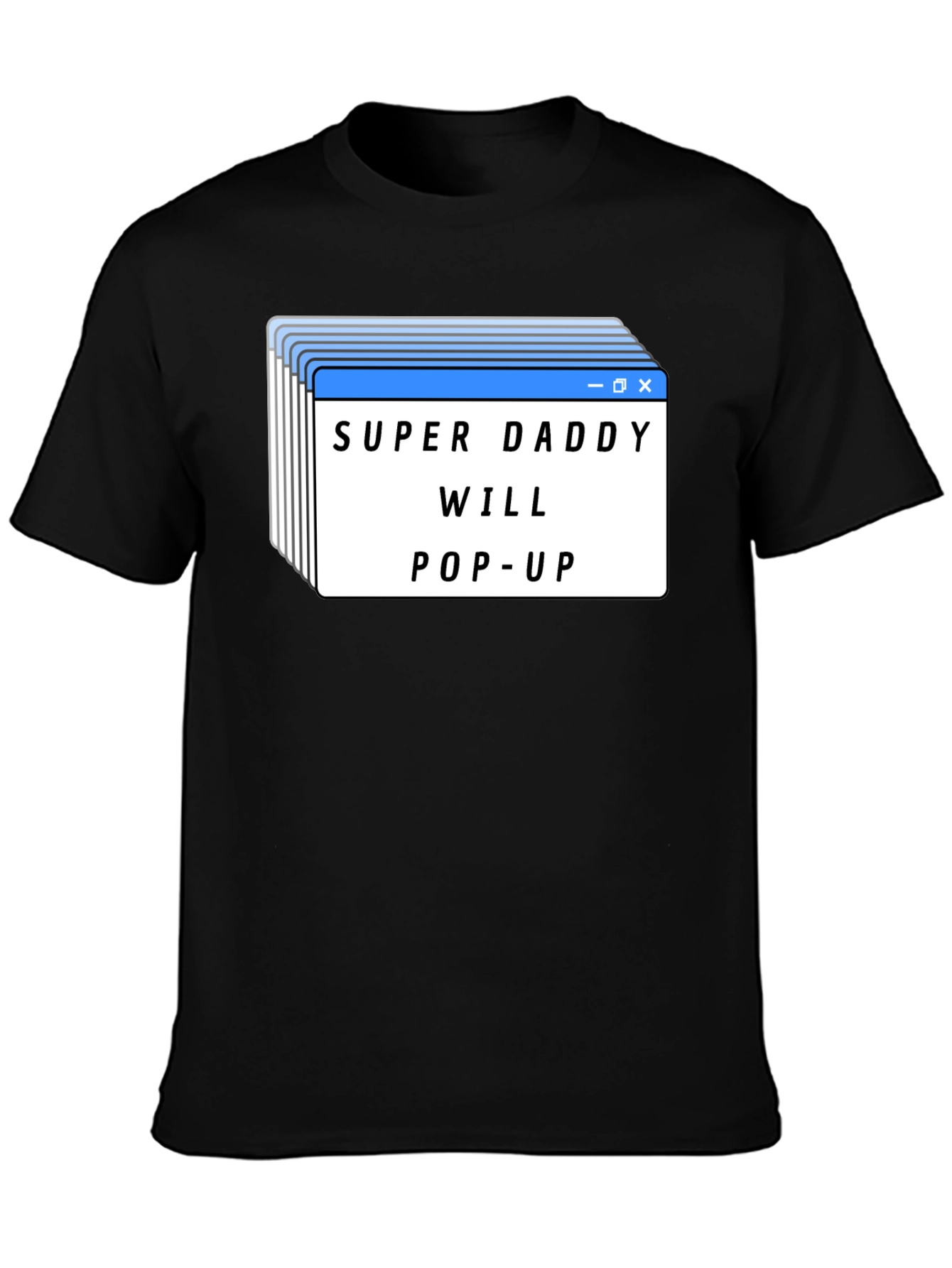 Black Super Daddy Will Pop-Up Black T-Shirt view 3