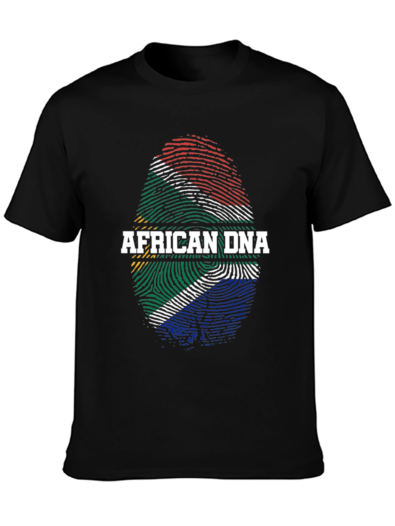 Black African DNA Flag Fingerprint T-Shirt view 3