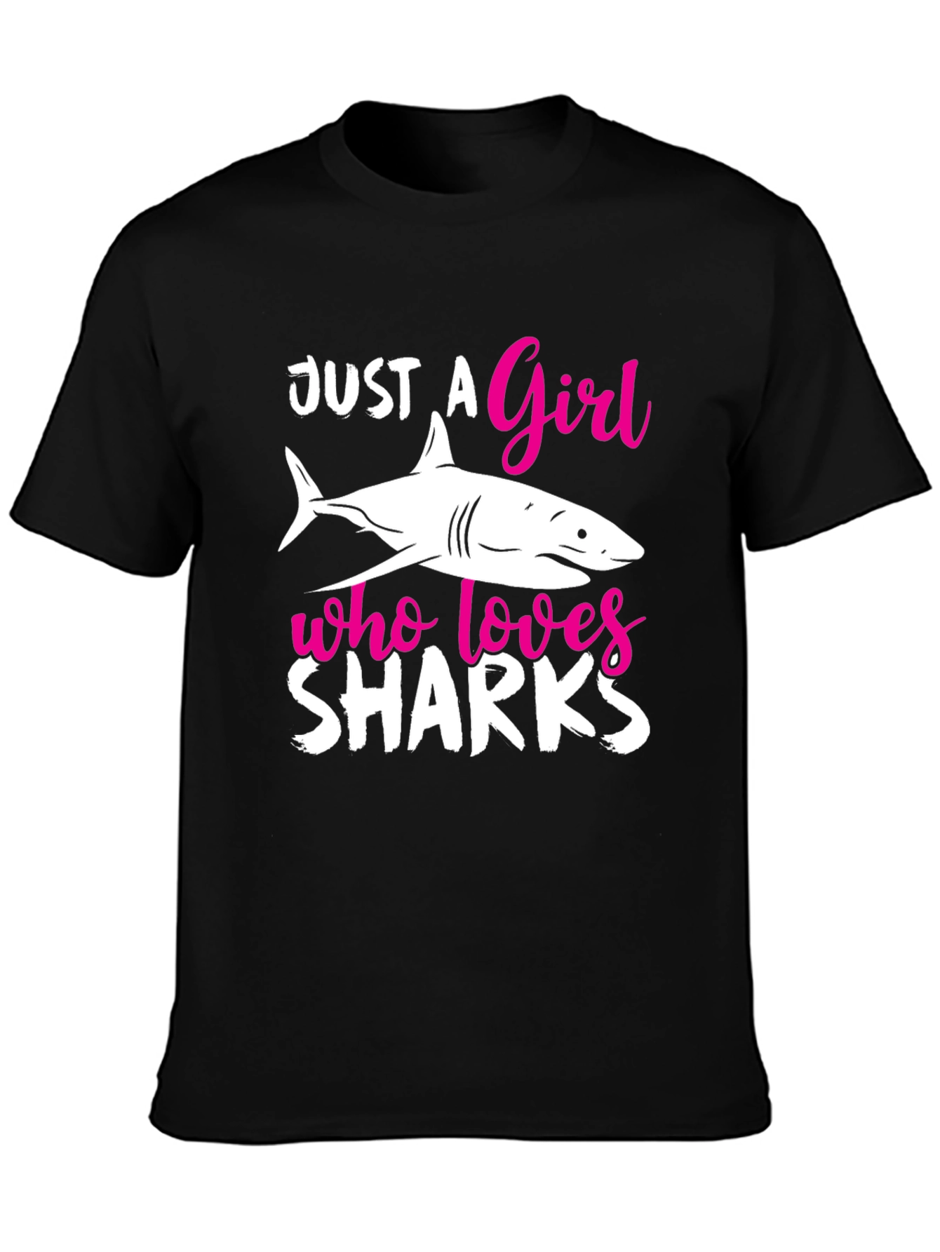 Black Just a Girl Who Loves Sharks T-Shirt view 3