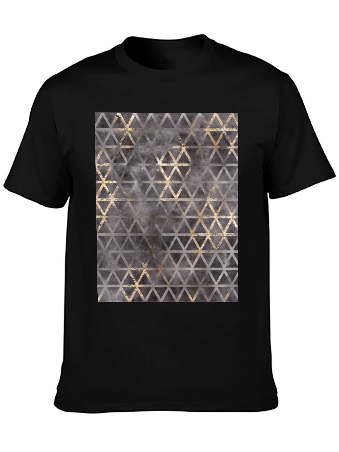 Black Geometric Triangle Print T-Shirt view 3