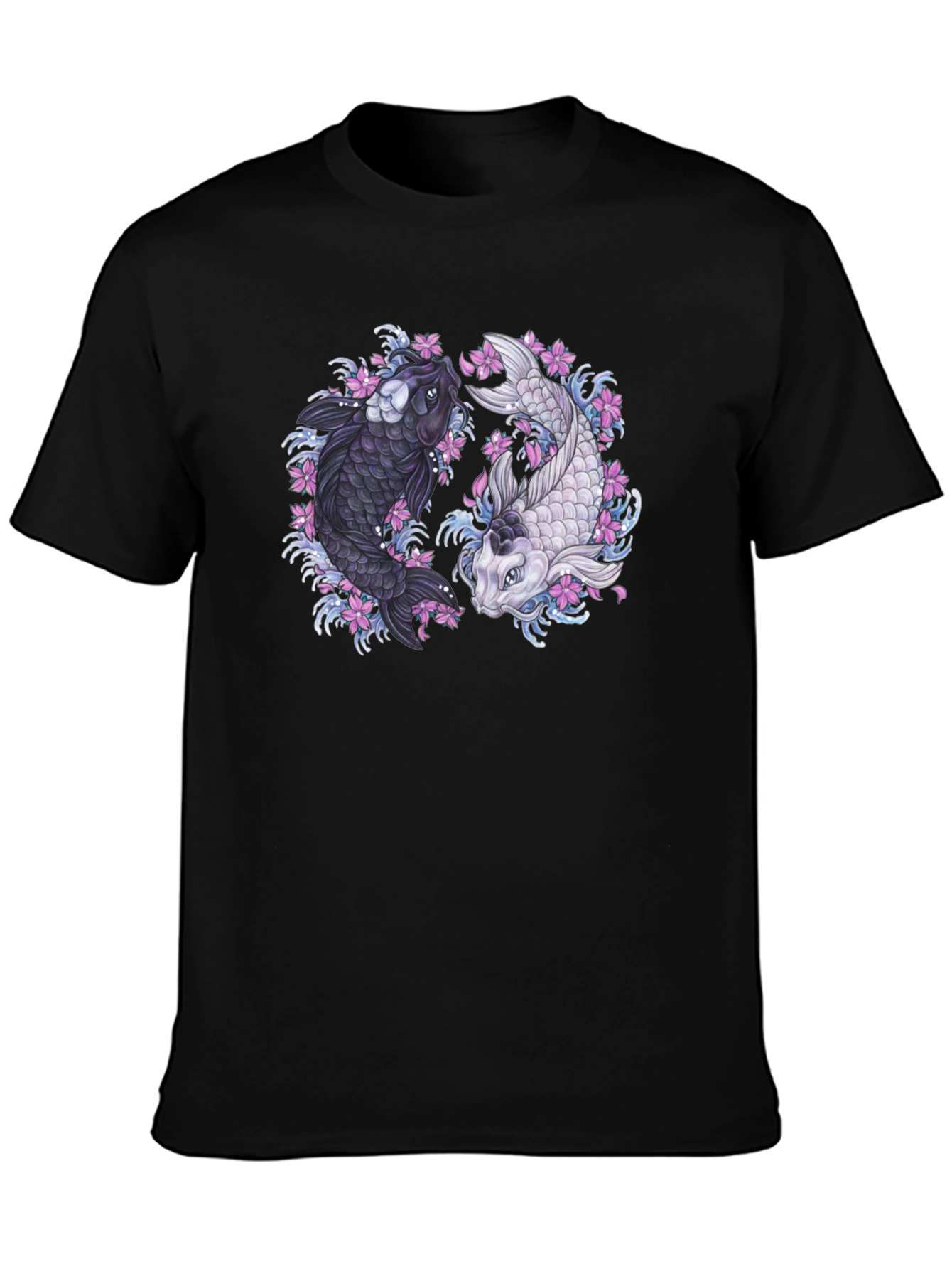 Black Yin Yang Koi Fish Graphic Tee view 3