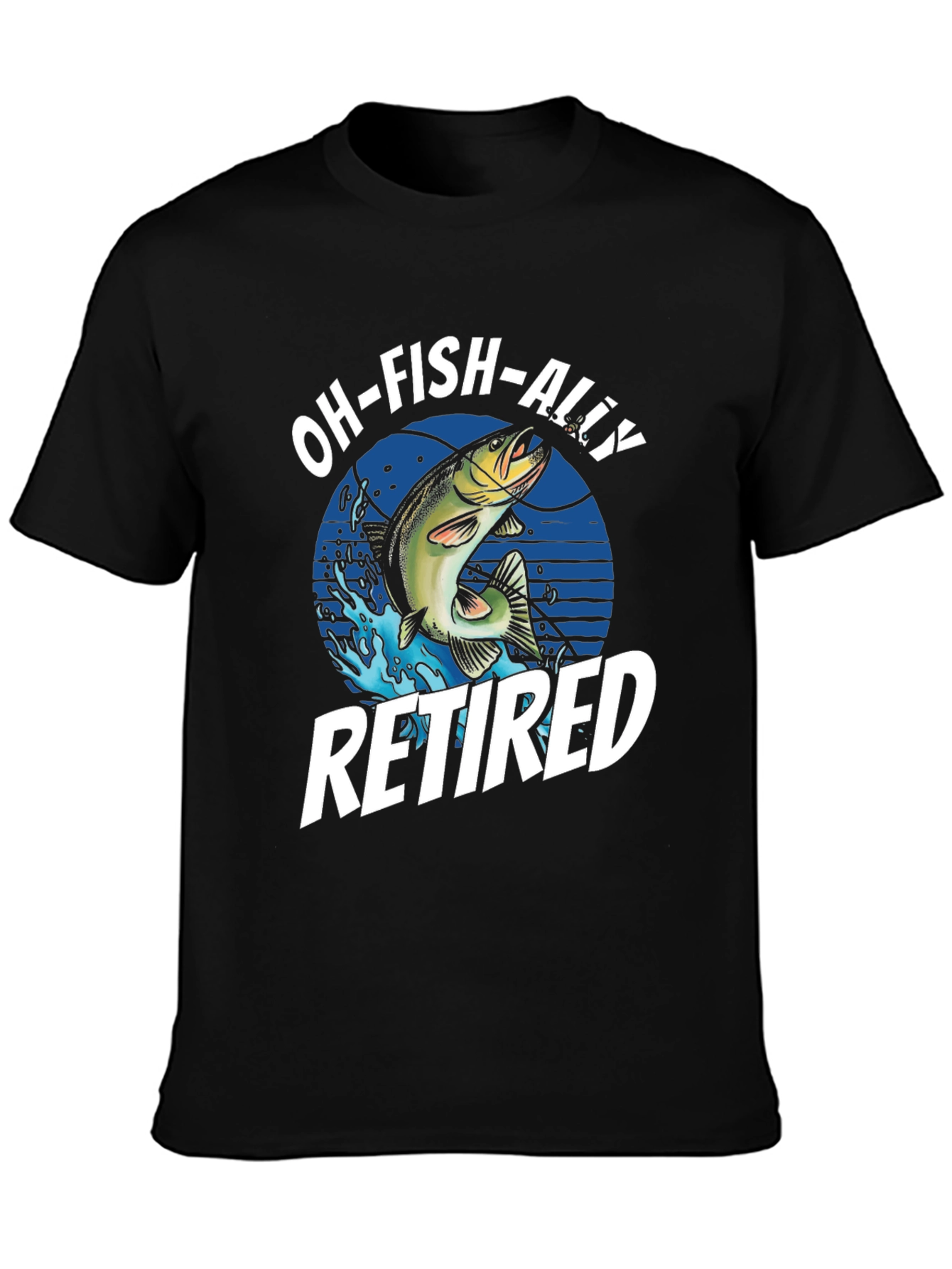 Black Oh-Fish-Ally Retired Men's Black Graphic Tee view 3