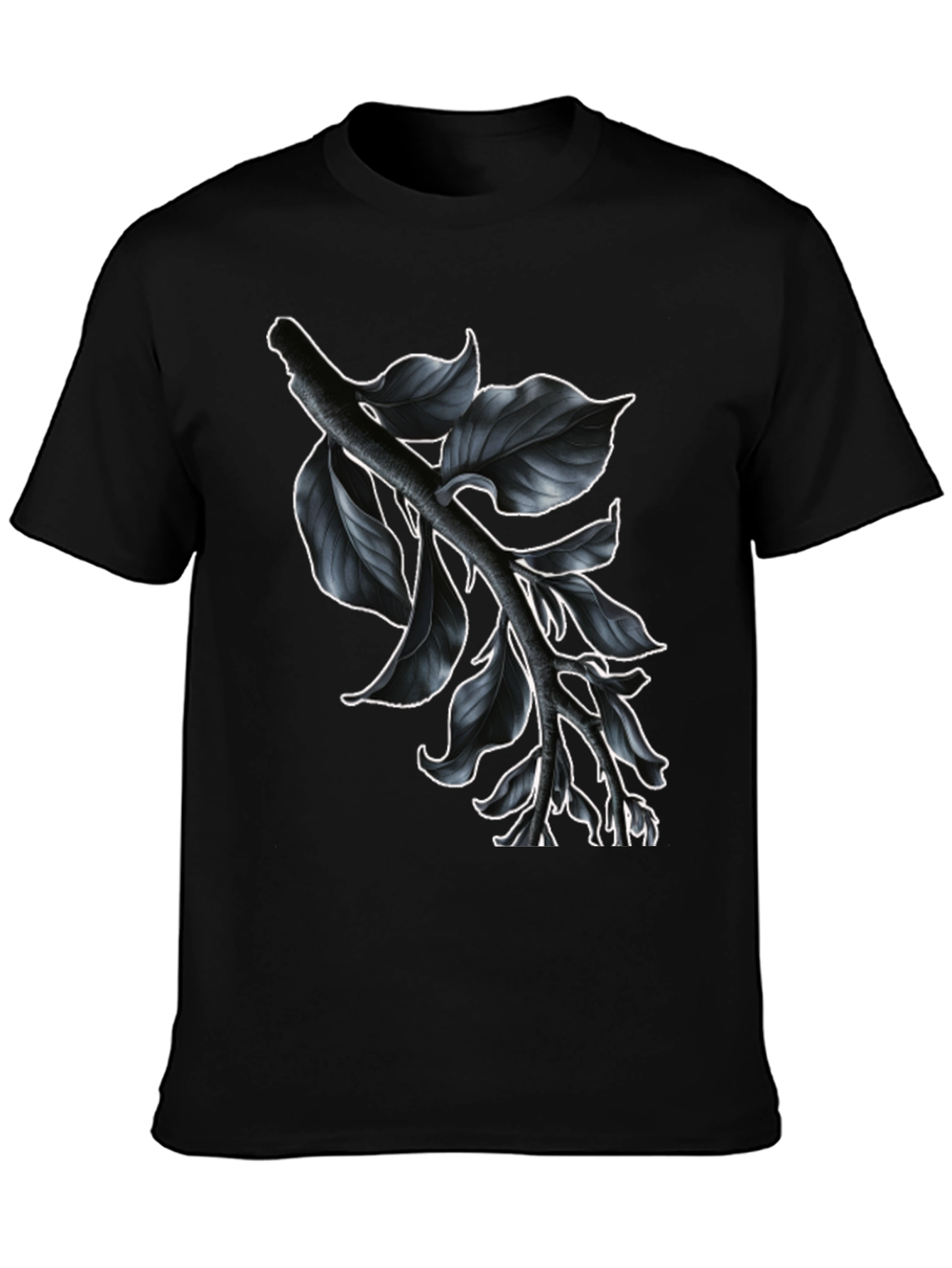 Black Botanical Branch Graphic Tee - Modern Black view 3