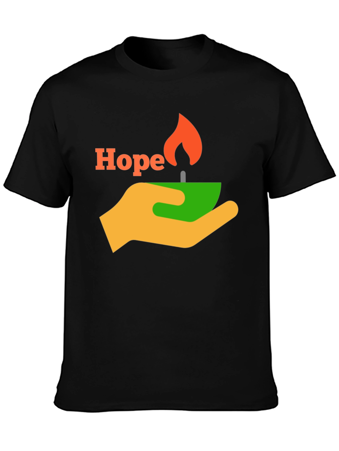 Black Hope T-Shirt - Graphic Tee with Hand and Candle Design view 3
