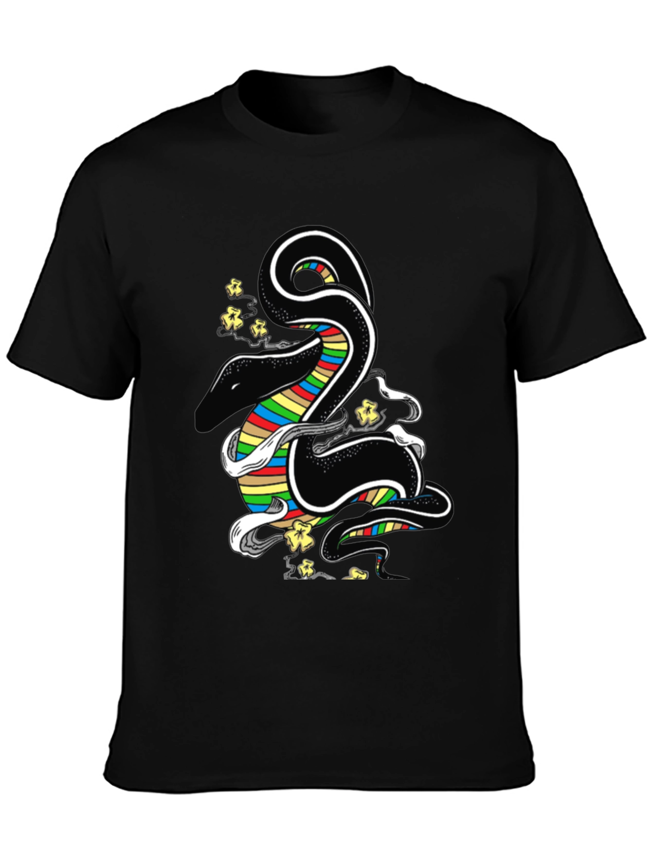 Black Rainbow Snake Graphic T-Shirt - Men's view 3