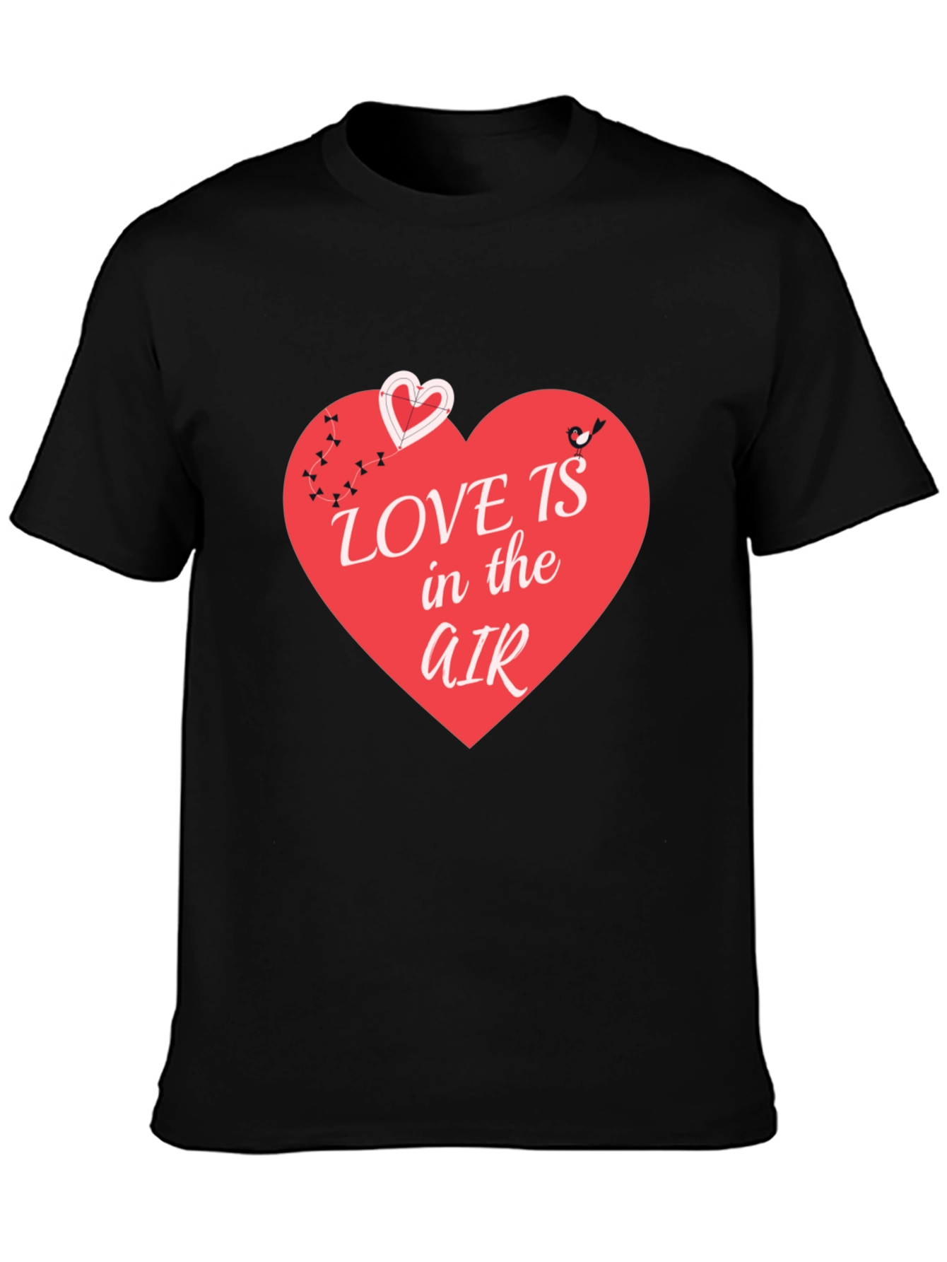 Black Love is in the Air T-Shirt - Graphic Heart Design view 3