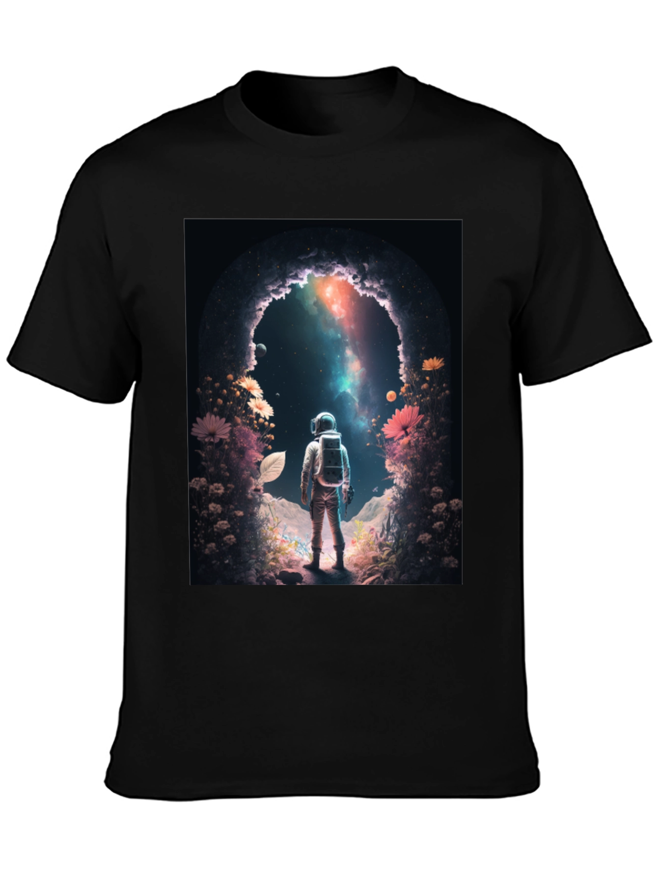 Black Astronaut Galaxy Portal Graphic Tee - Black view 3