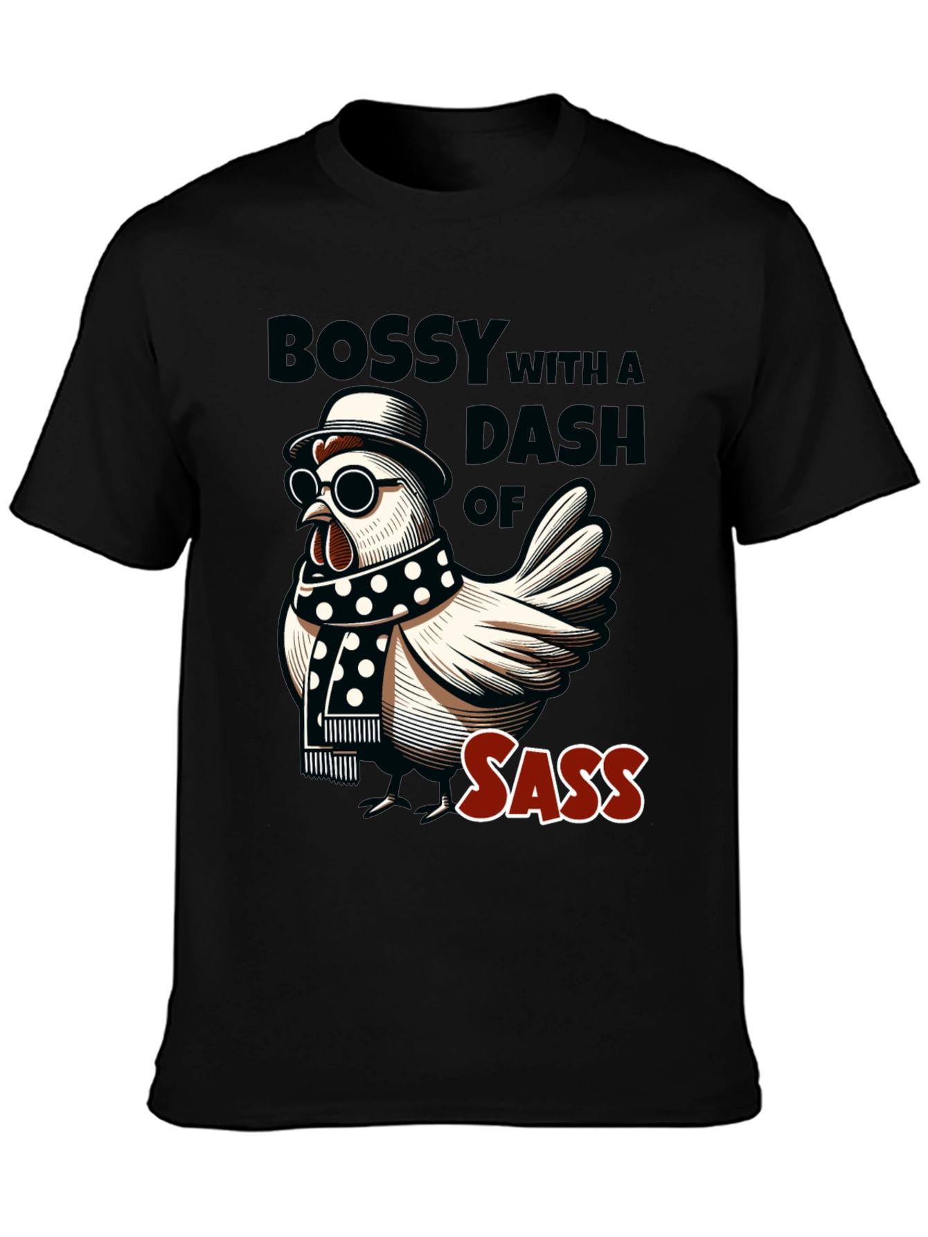 Black Bossy Sass Chicken Graphic Tee view 3