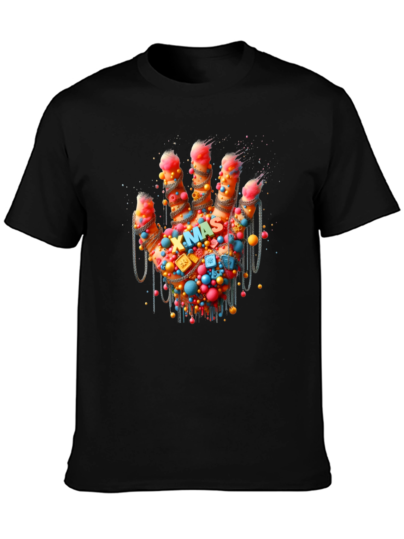 Black Festive Hand Graphic Tee - Holiday Cheer view 3