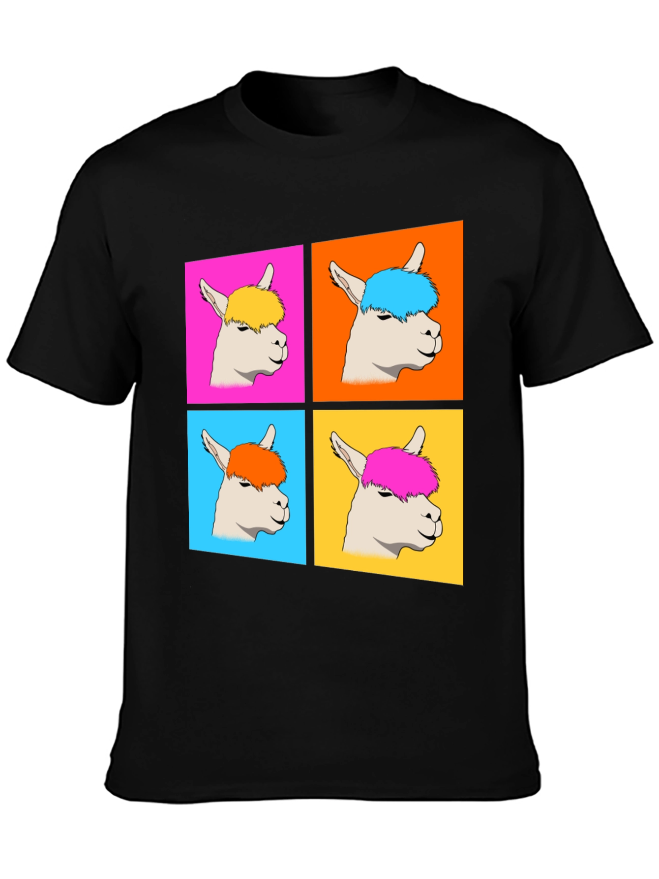 Black Alpaca Pop Art Graphic T-Shirt view 3