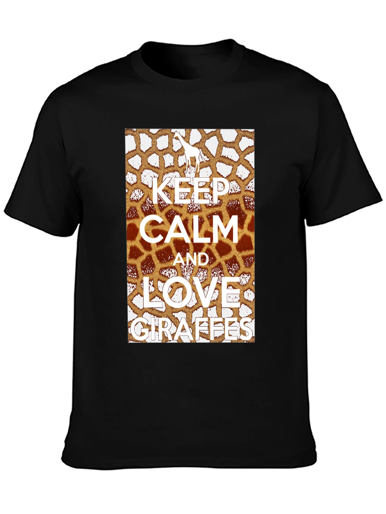 Black Keep Calm Love Giraffes Graphic Tee view 3