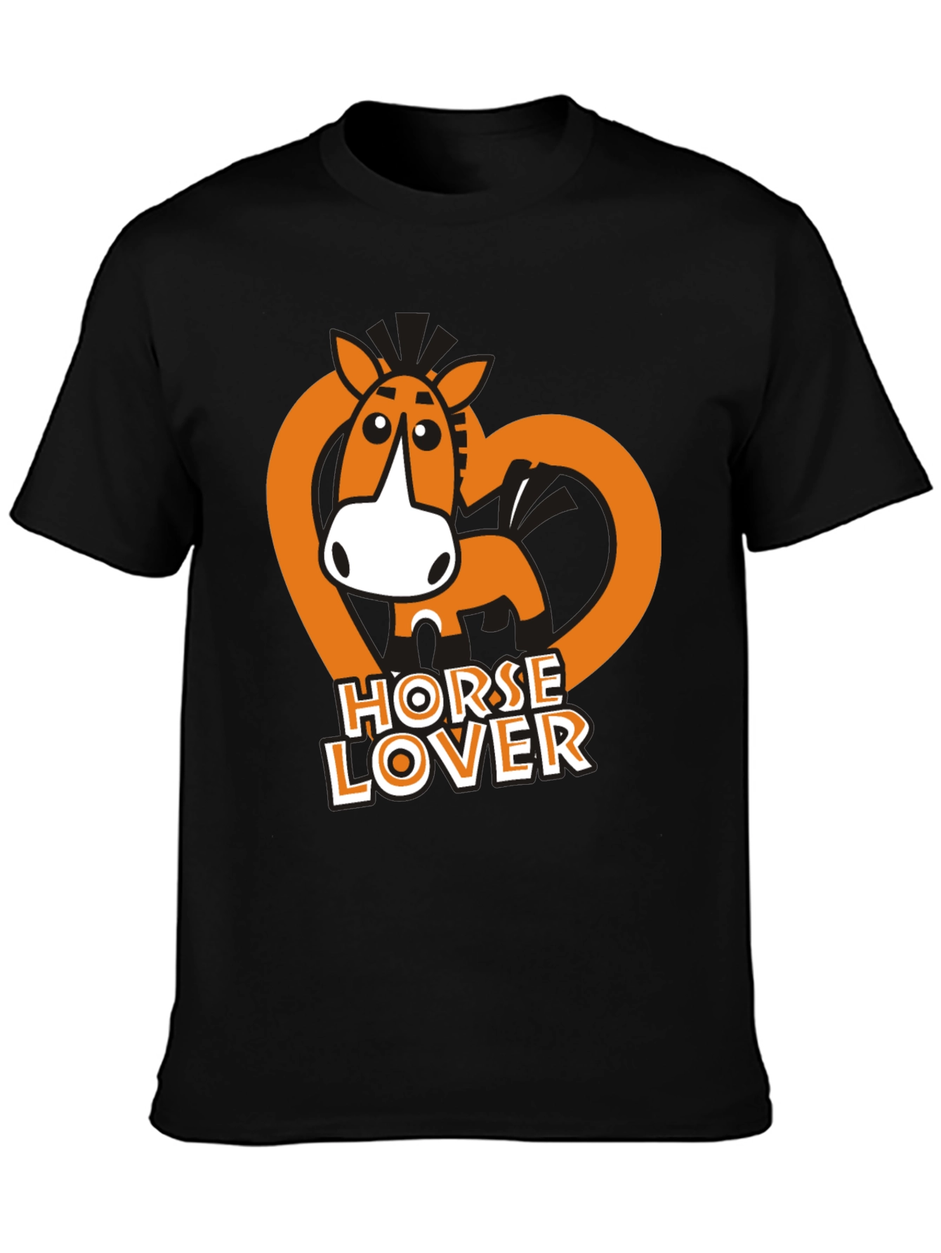 Black Horse Lover T-Shirt - Cute Cartoon Horse Design view 3