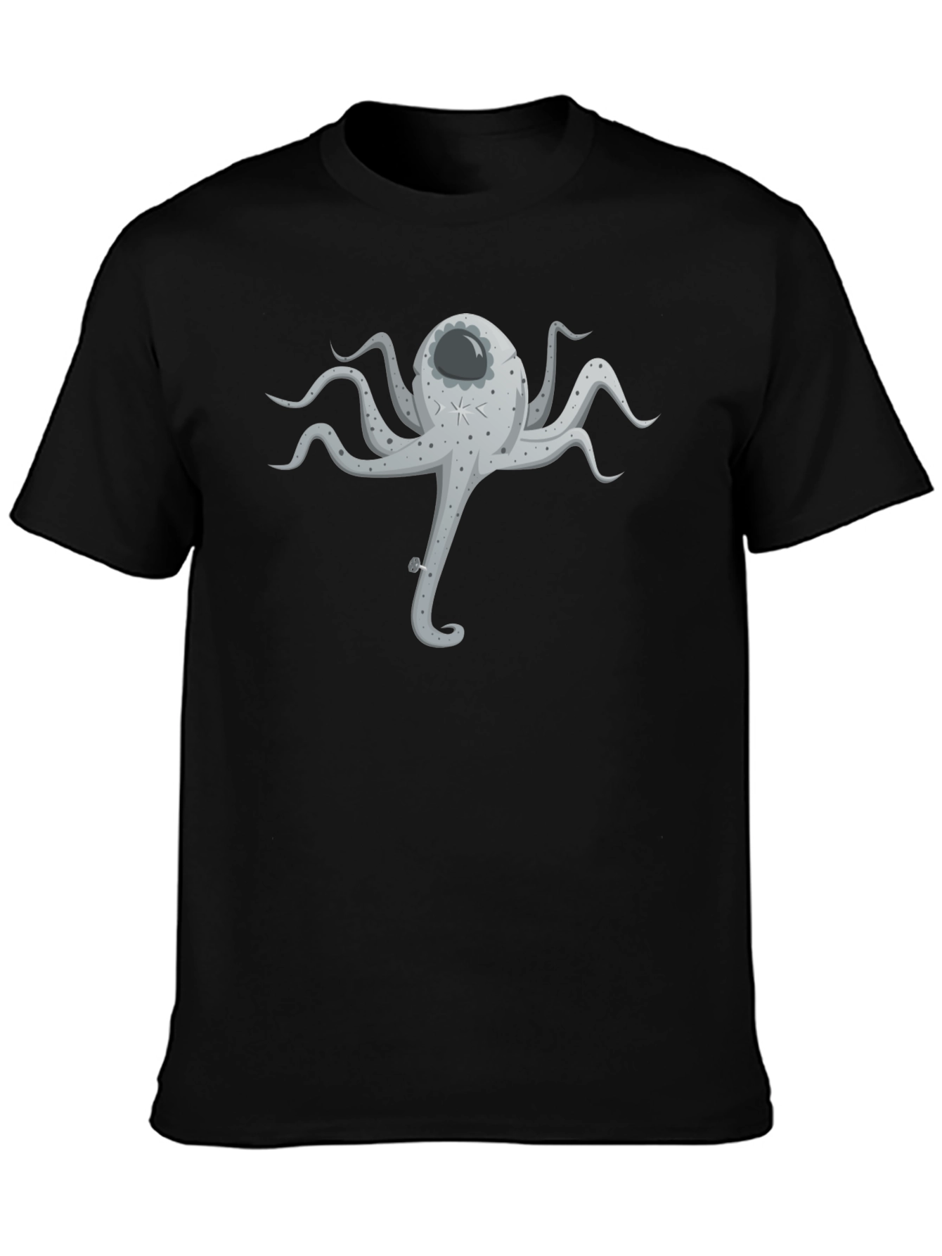 Black Cosmic Octopus Graphic Tee - Black Cotton Blend view 3