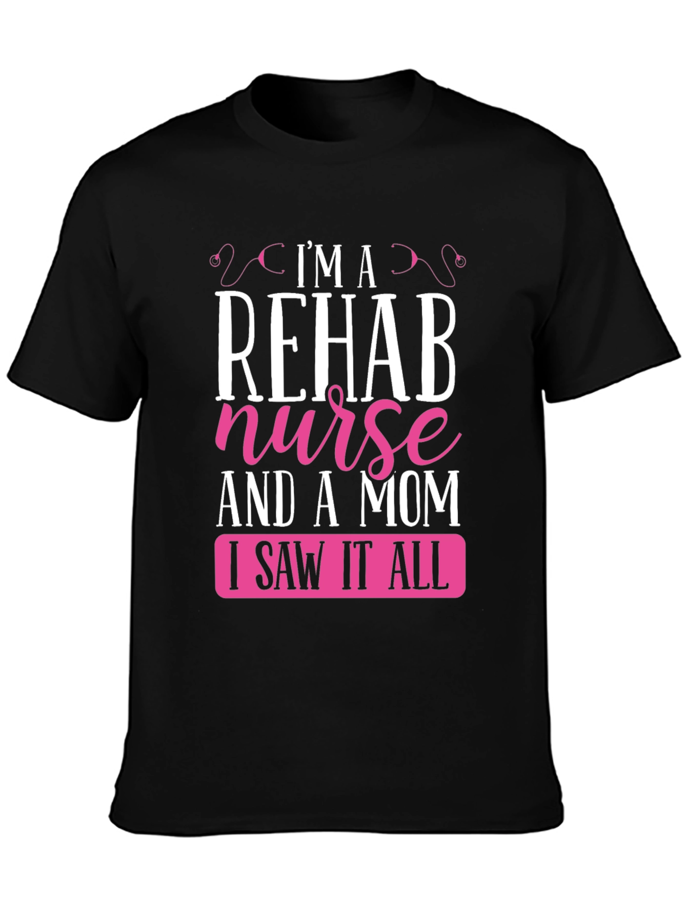 Black Rehab Nurse Mom T-Shirt view 3