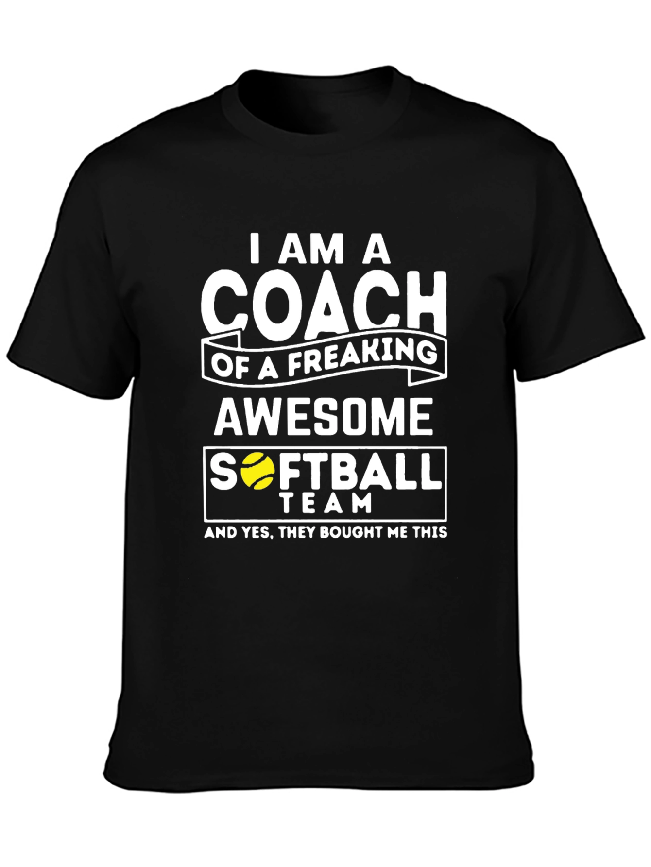 Black Awesome Softball Coach T-Shirt - Novelty Gift view 3