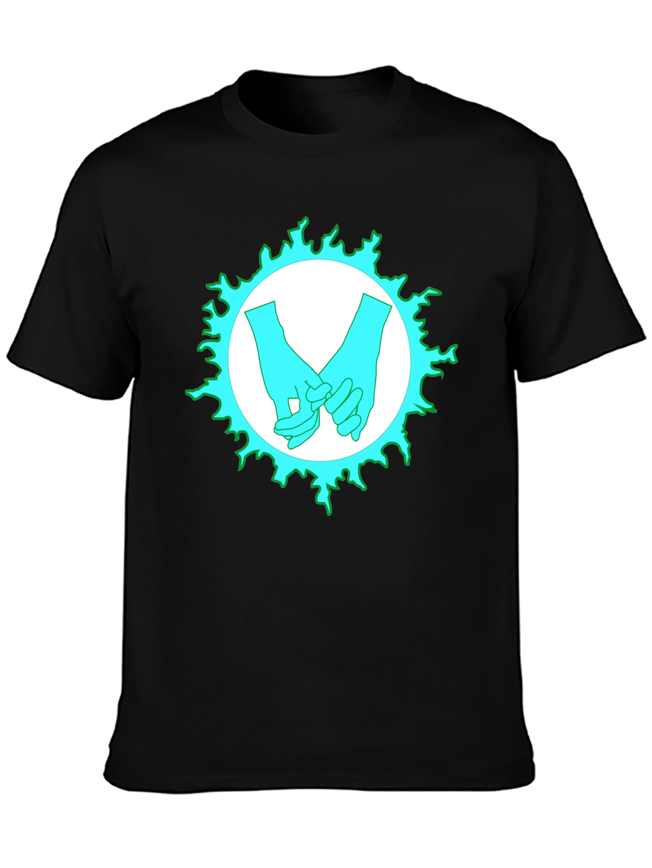 Black Cyan Hands Graphic Print Black T-Shirt view 3