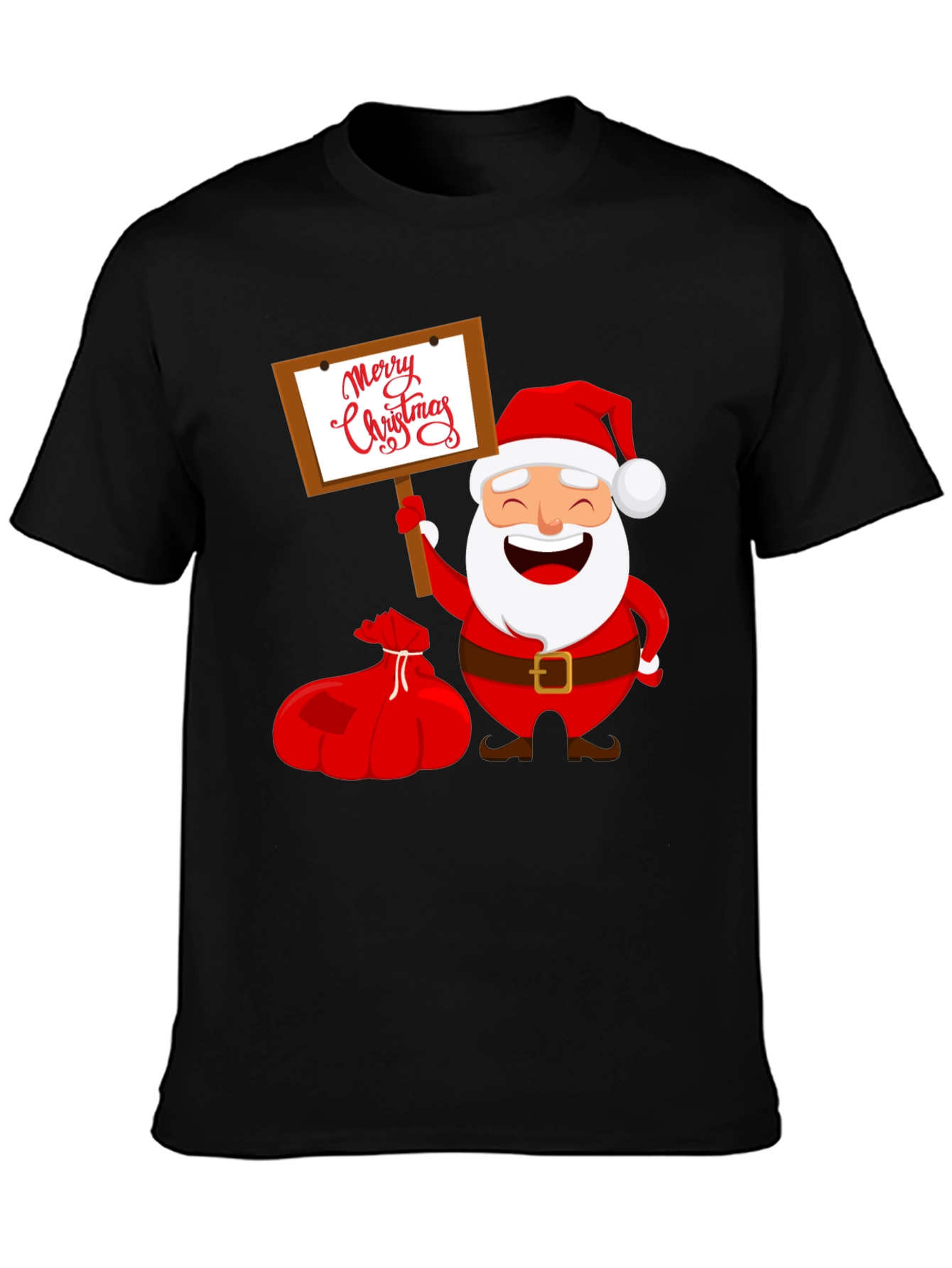 Black Merry Christmas Santa Graphic Tee view 3
