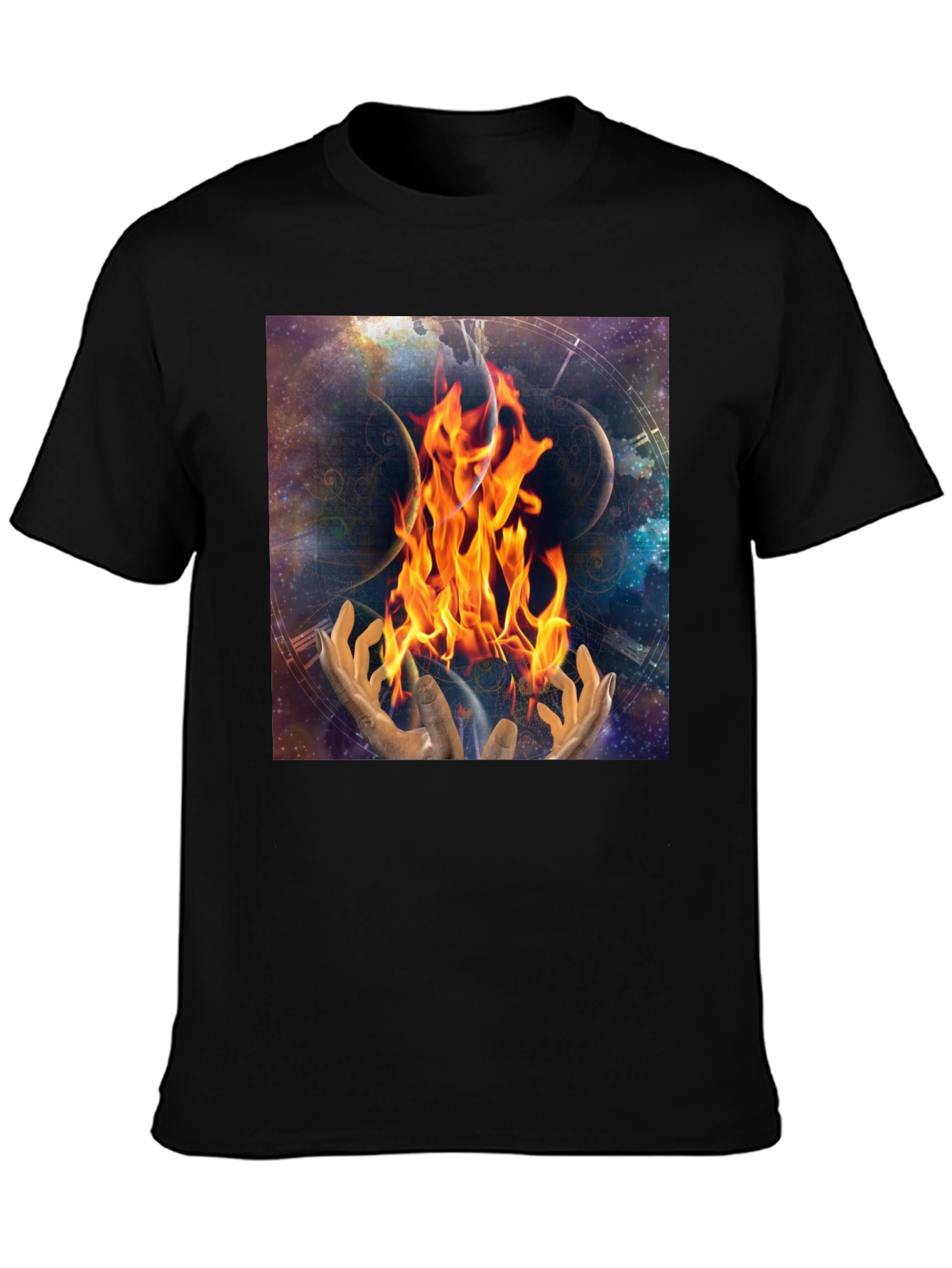 Black Cosmic Fire Black T-Shirt view 3