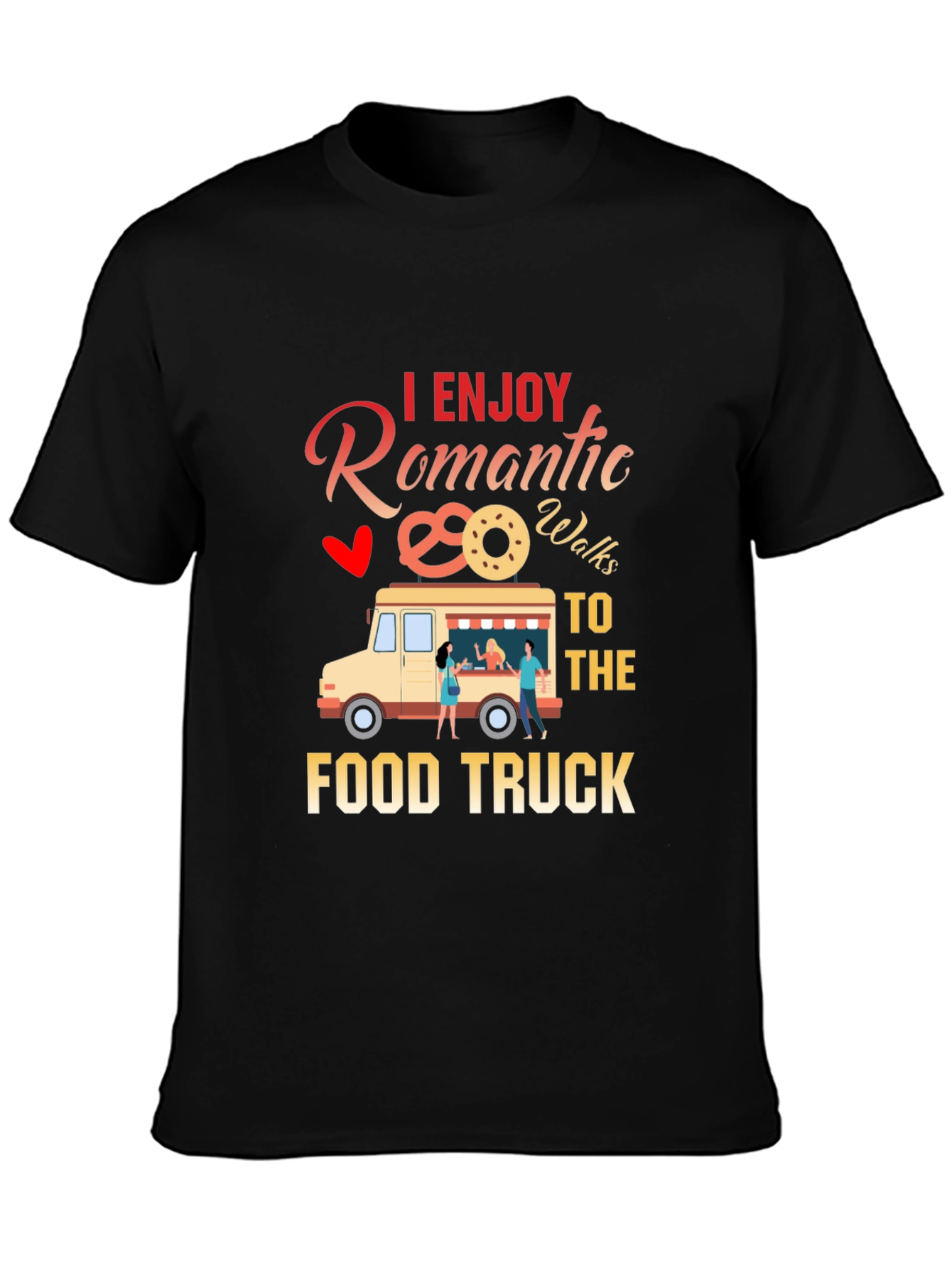 Black Romantic Food Truck T-Shirt view 3