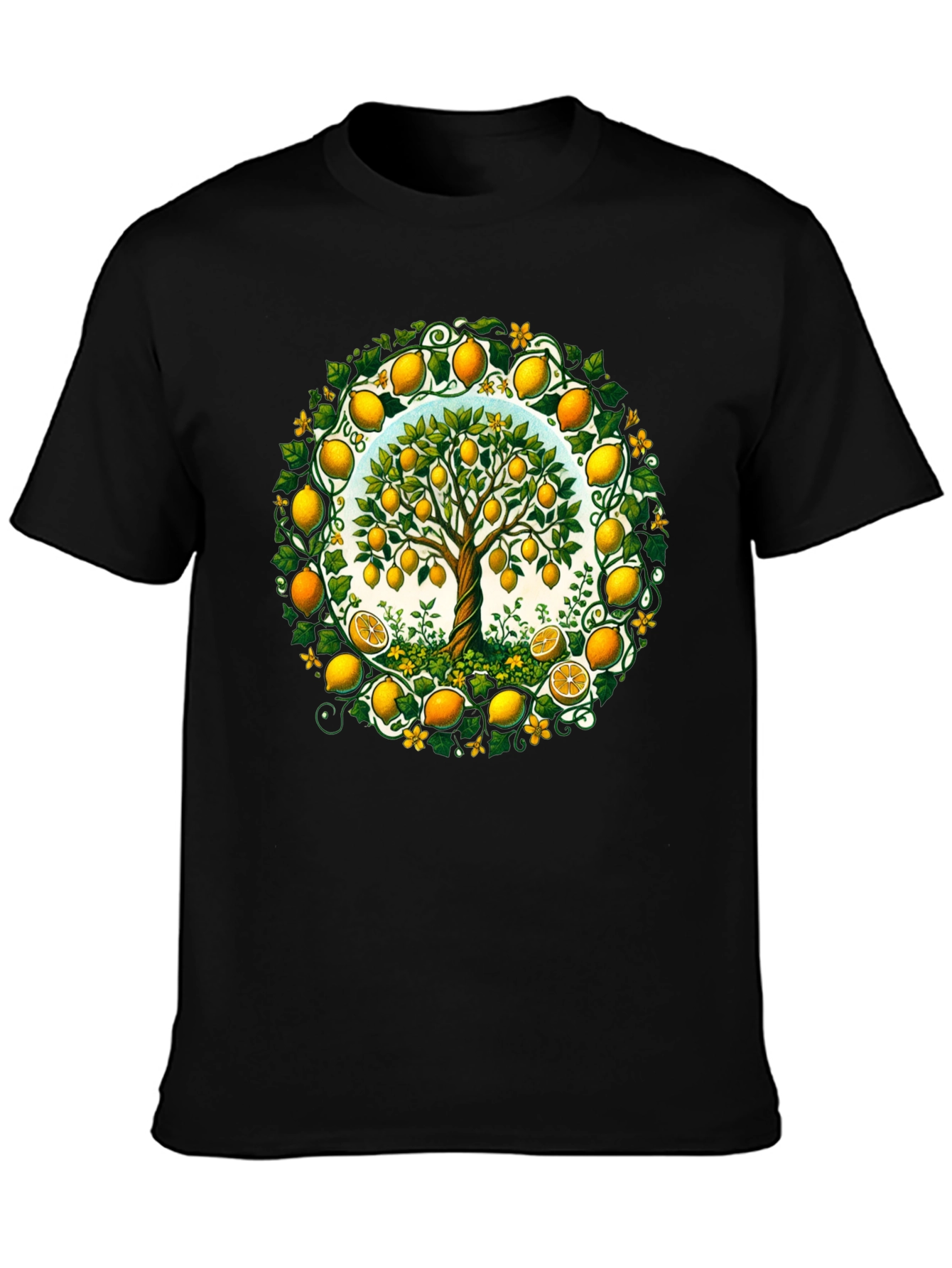 Black Lemon Tree Graphic Tee - Fresh Fruit Design view 3
