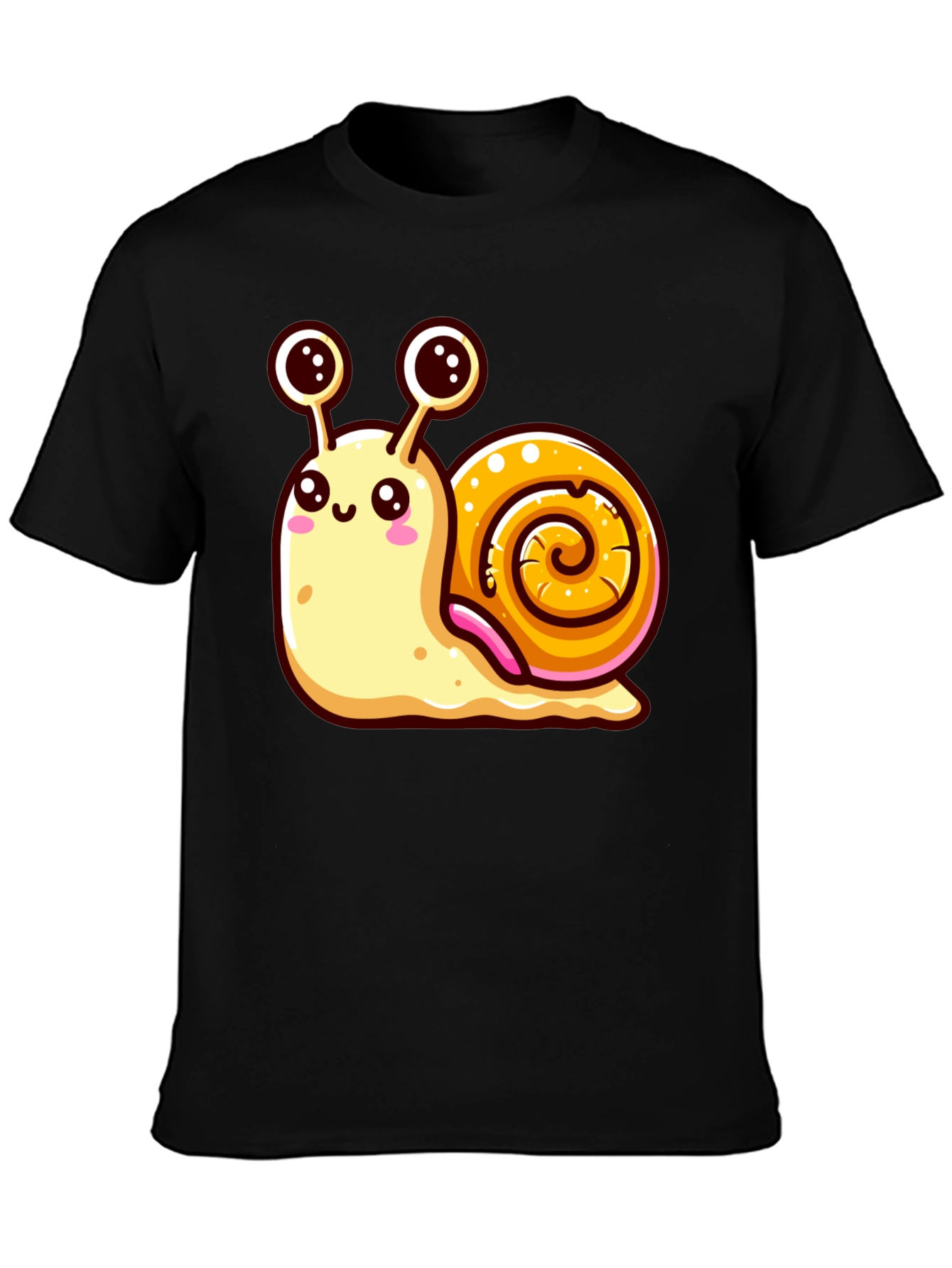 Black Cute Snail Graphic Tee - Black Unisex Shirt view 3