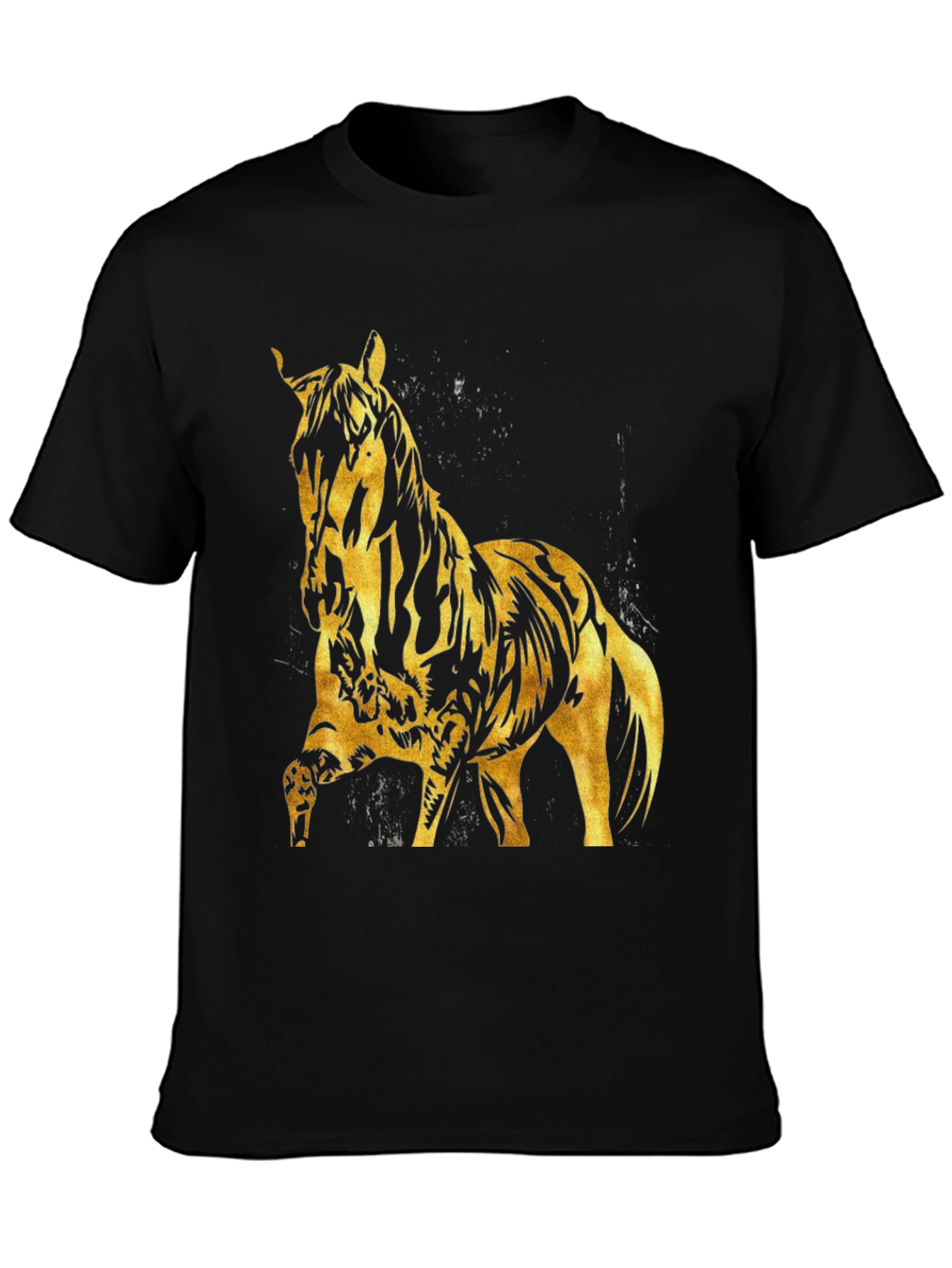 Black Gold Horse Graphic Black T-Shirt view 3
