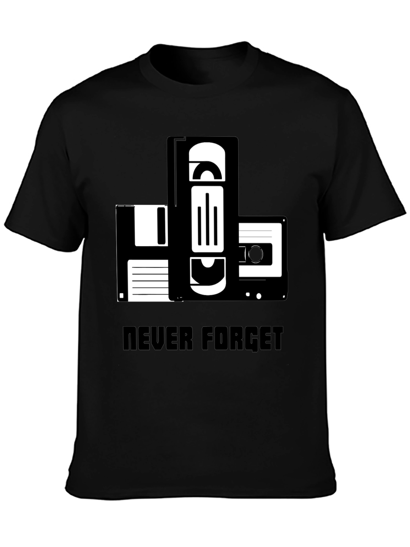 Black Retro Media T-Shirt: Never Forget view 3