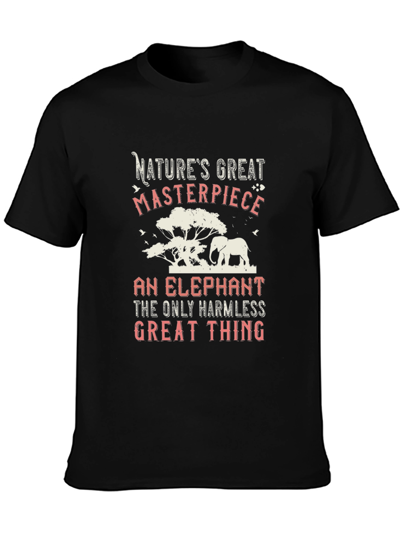 Black Nature's Masterpiece Elephant Graphic T-Shirt view 3