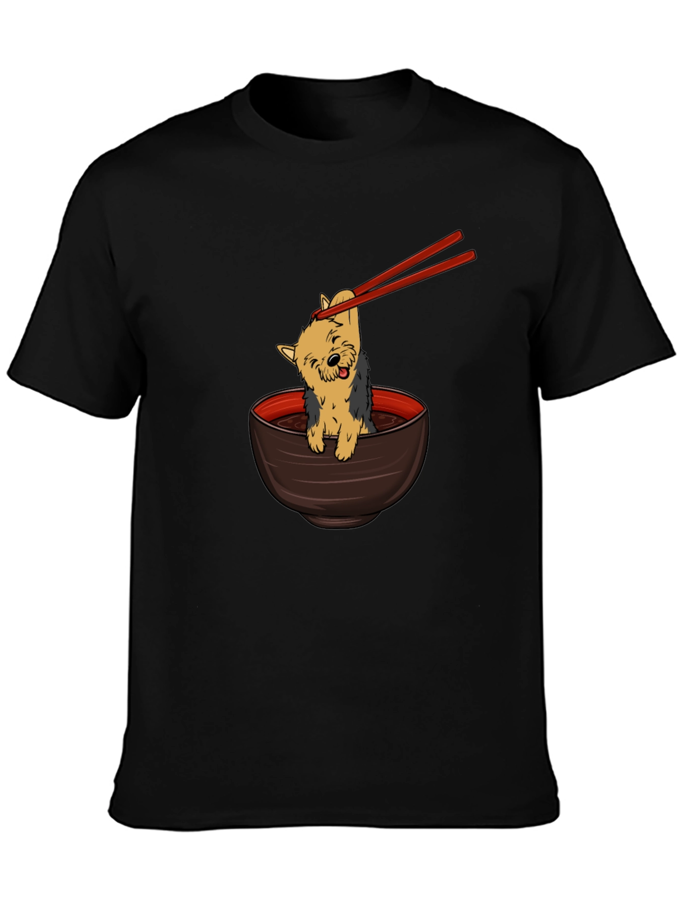 Black Dog in Ramen Bowl T-Shirt view 3