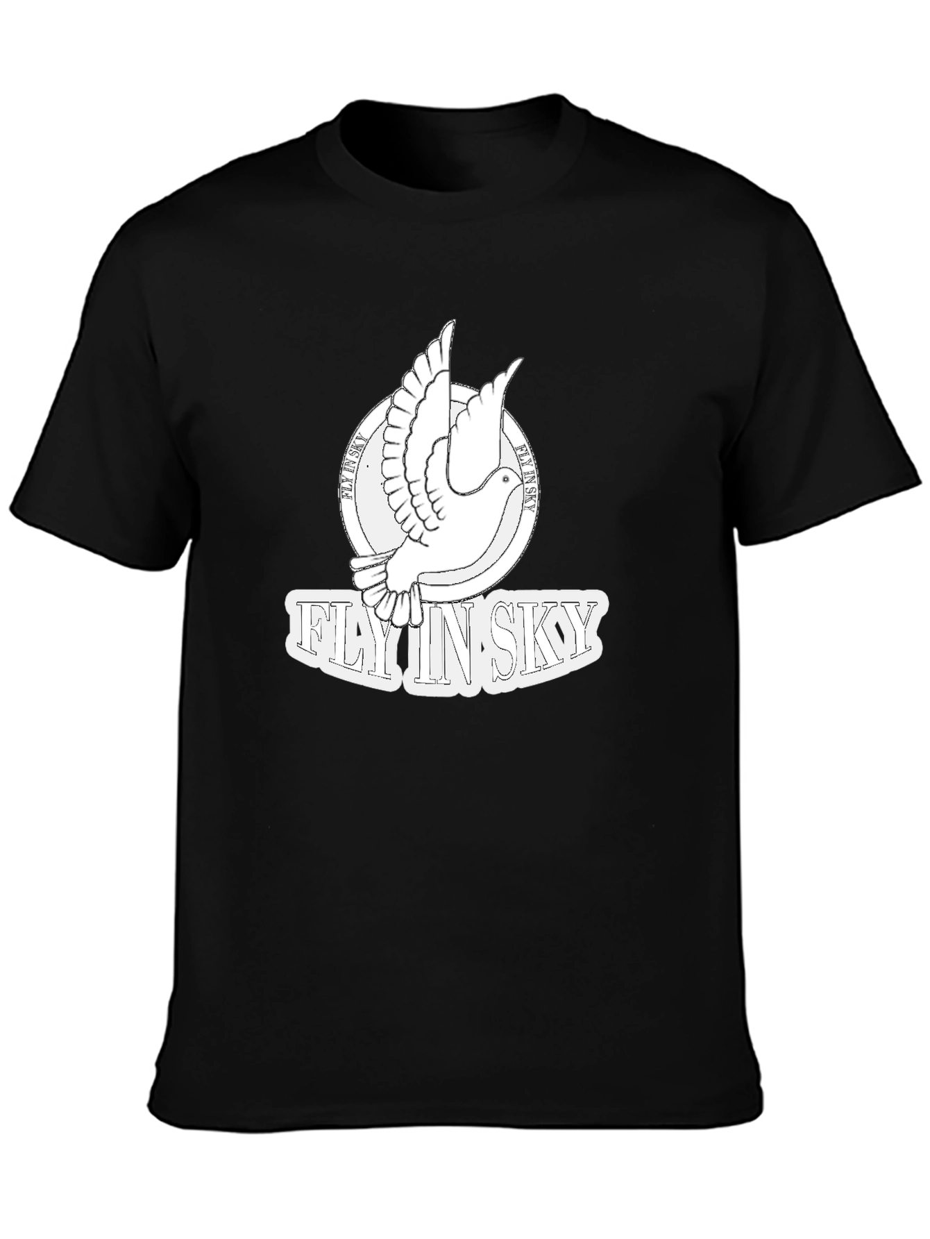 Black Fly In Sky Dove Graphic Black T-Shirt view 3