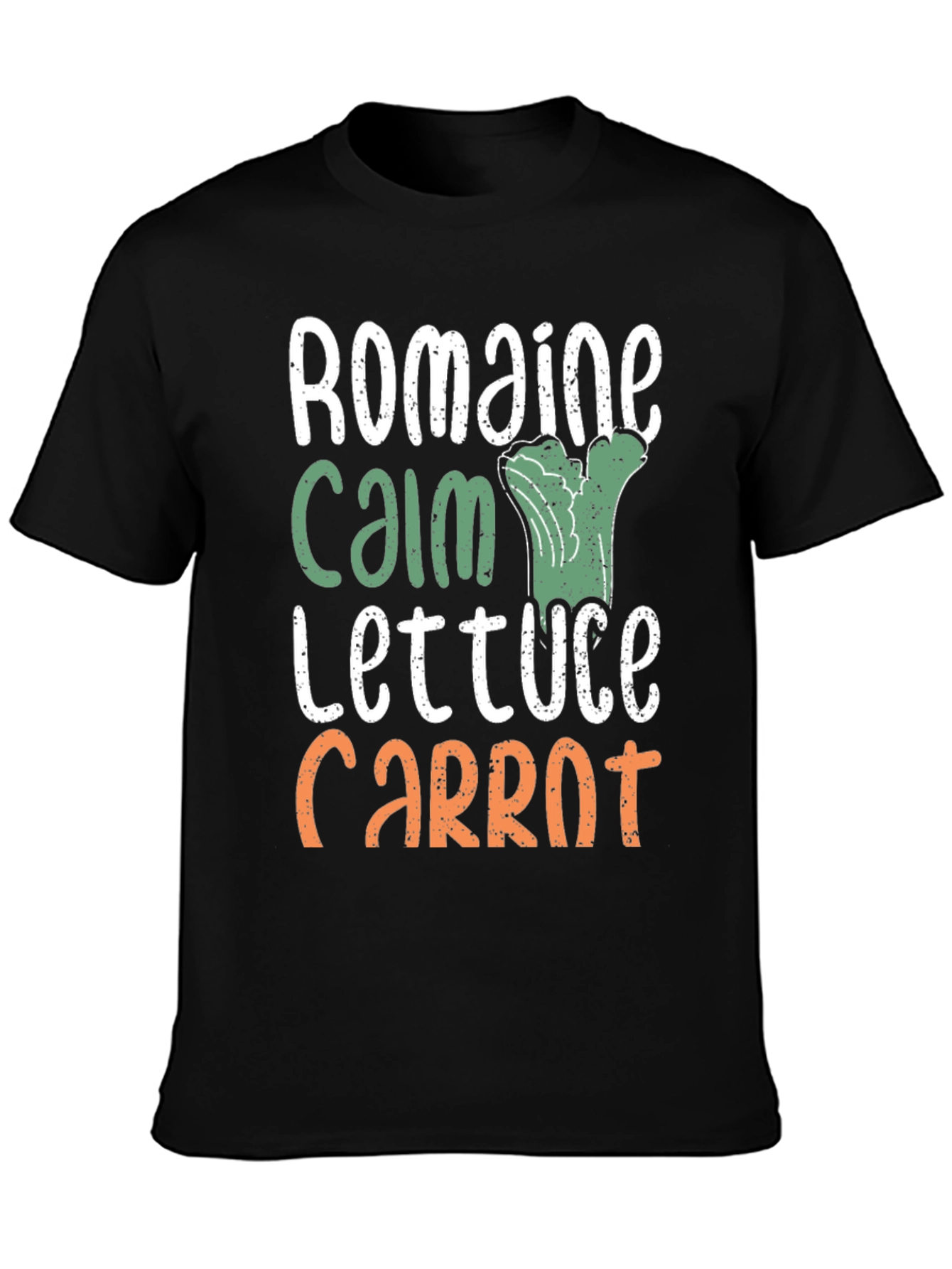 Black Romaine Calm Funny Vegetable T-Shirt view 3