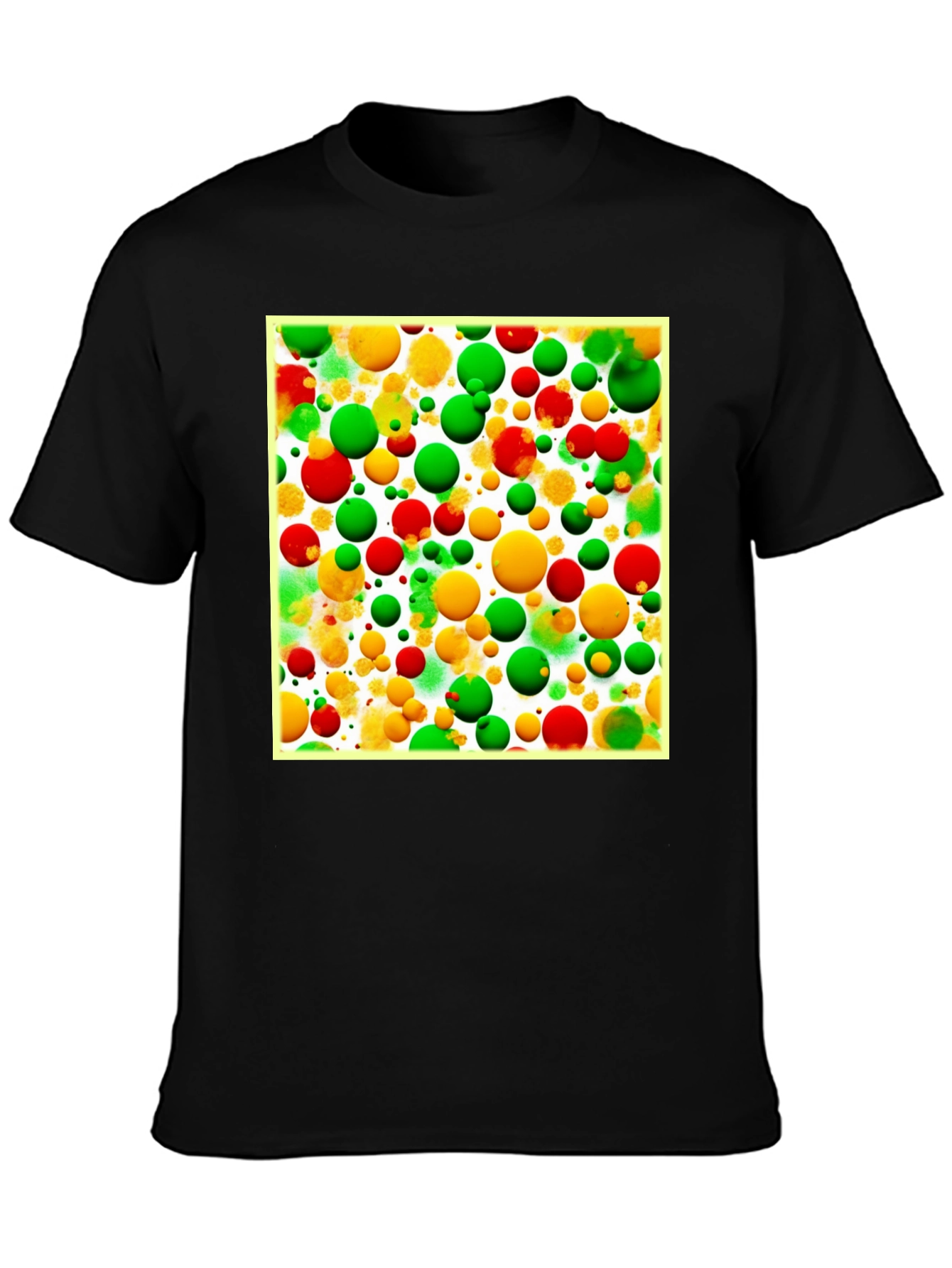 Black Colorful Bubble Pattern T-Shirt view 3