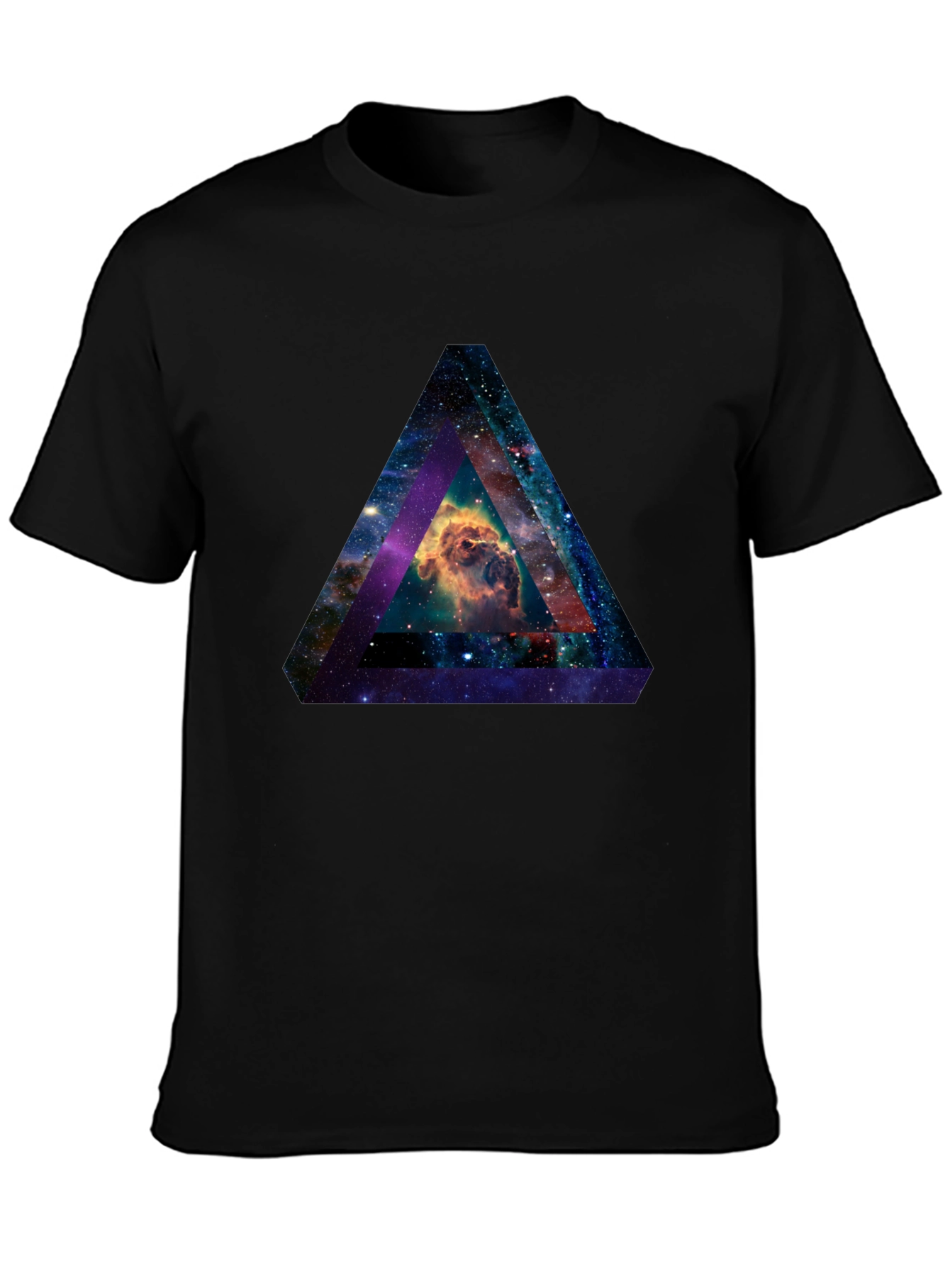 Black Nebula Triangle Graphic T-Shirt view 3